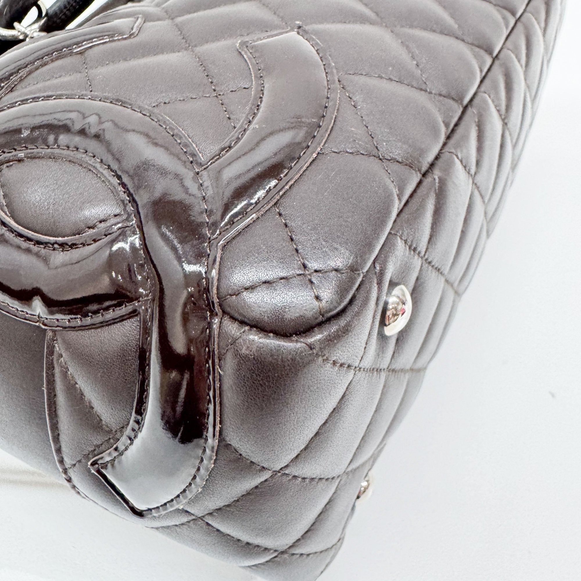 Cambon Brown Quilted Lambskin Shoulder Bag