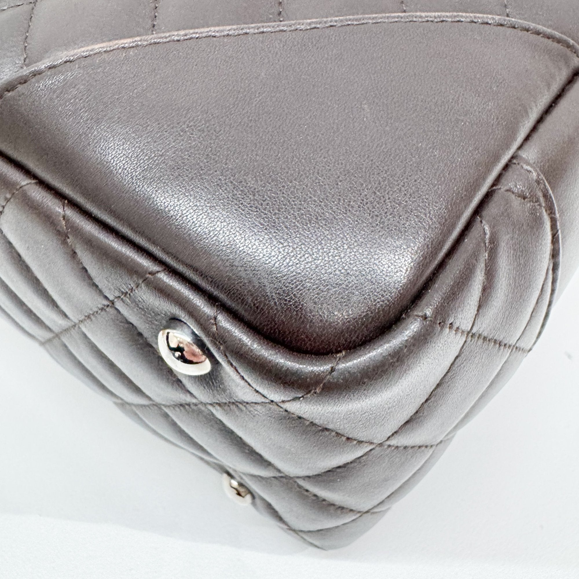 Cambon Brown Quilted Lambskin Shoulder Bag