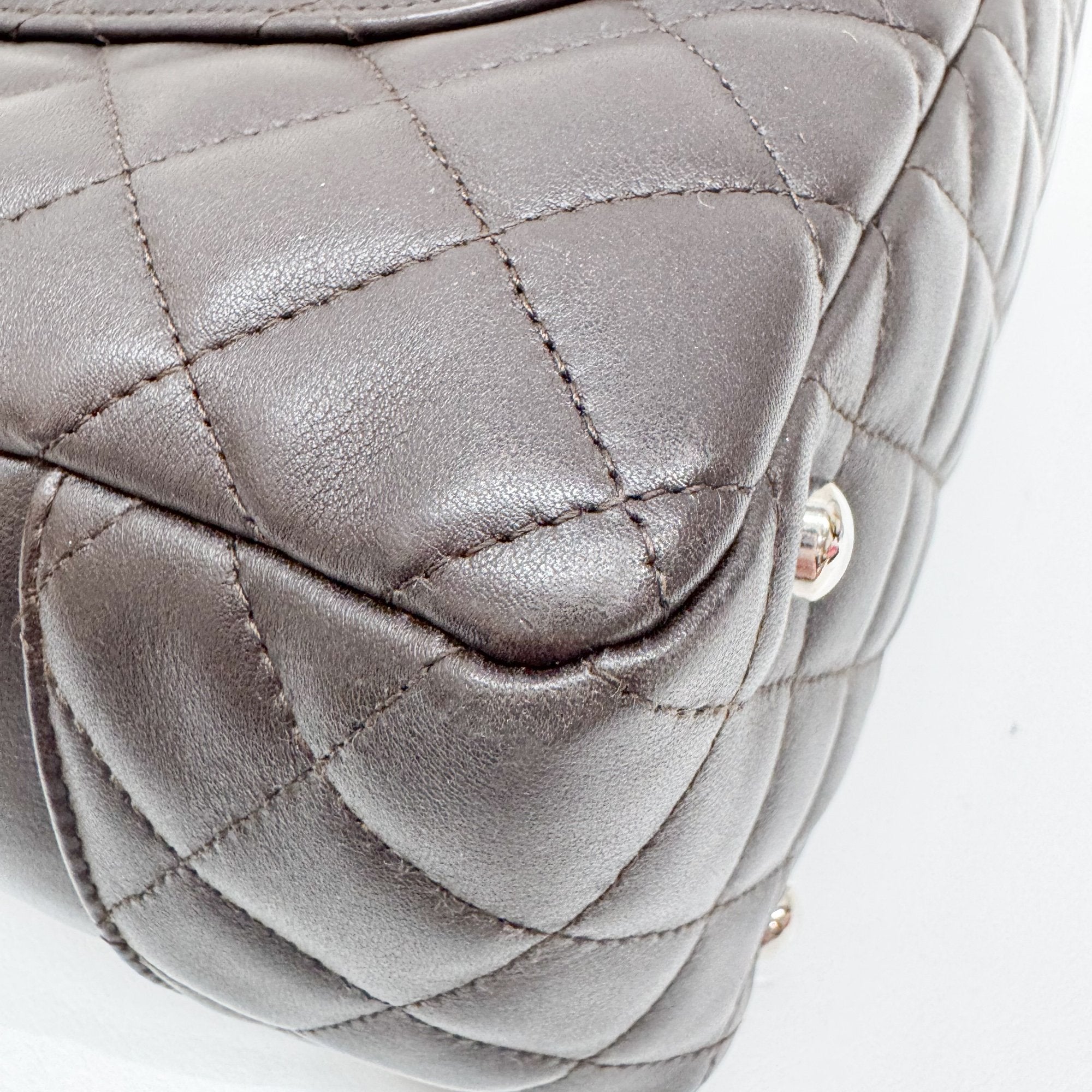 Cambon Brown Quilted Lambskin Shoulder Bag