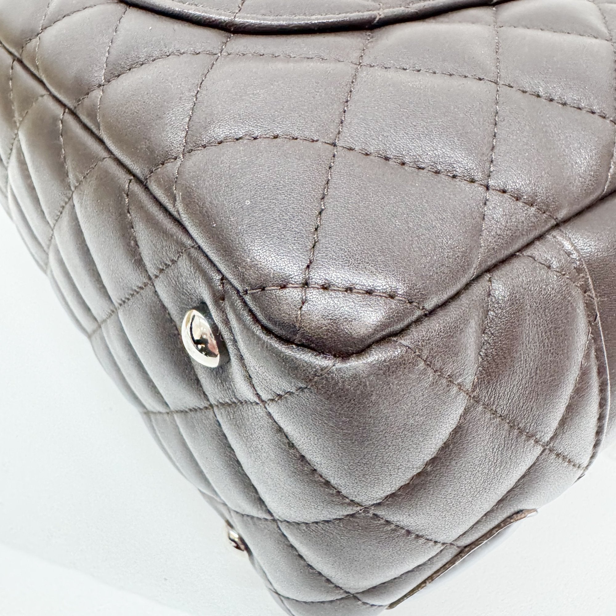 Cambon Brown Quilted Lambskin Shoulder Bag