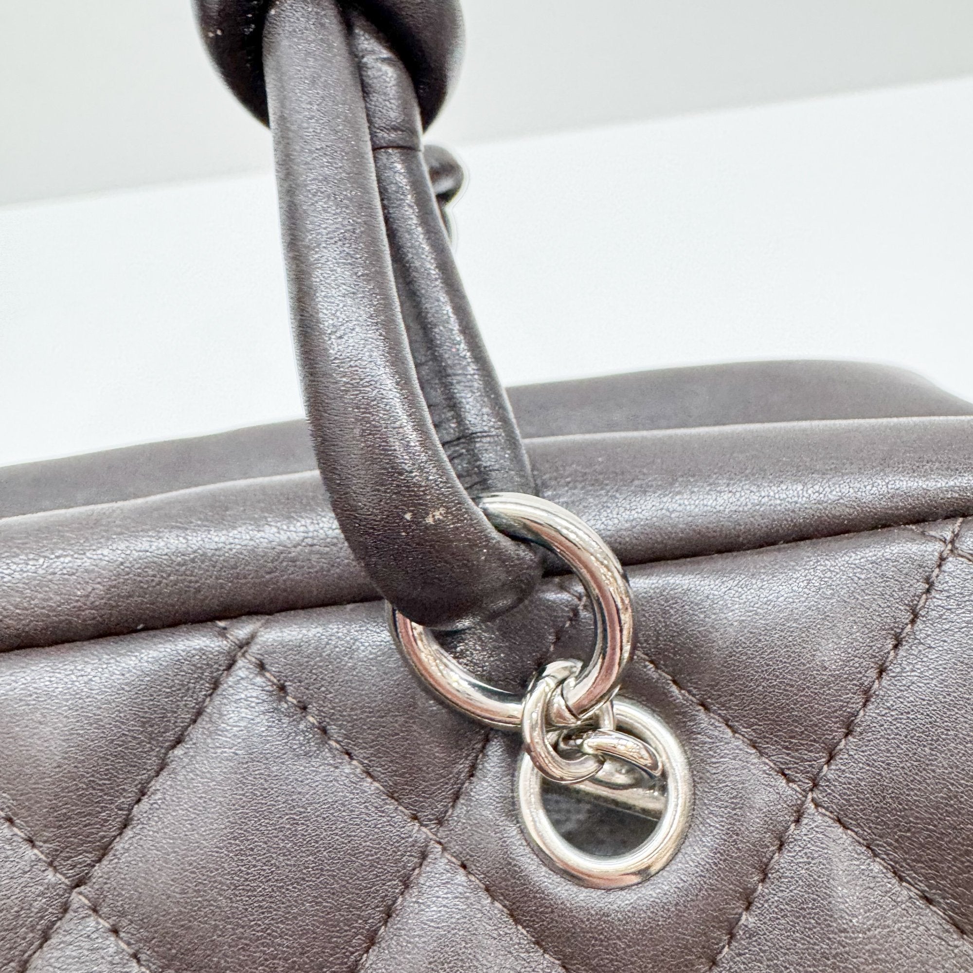 Cambon Brown Quilted Lambskin Shoulder Bag