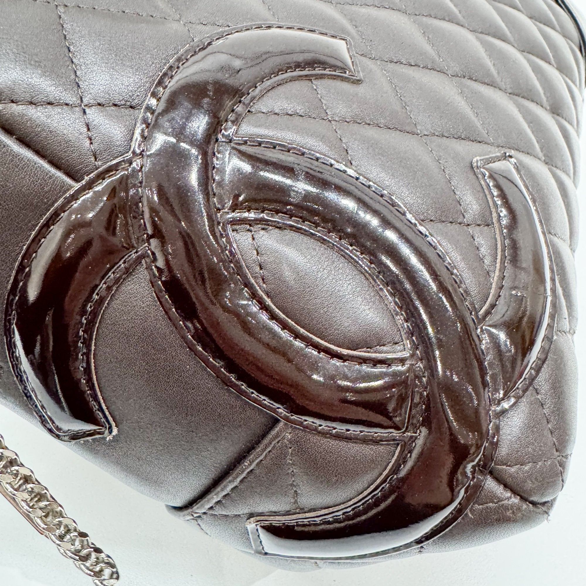 Cambon Brown Quilted Lambskin Shoulder Bag