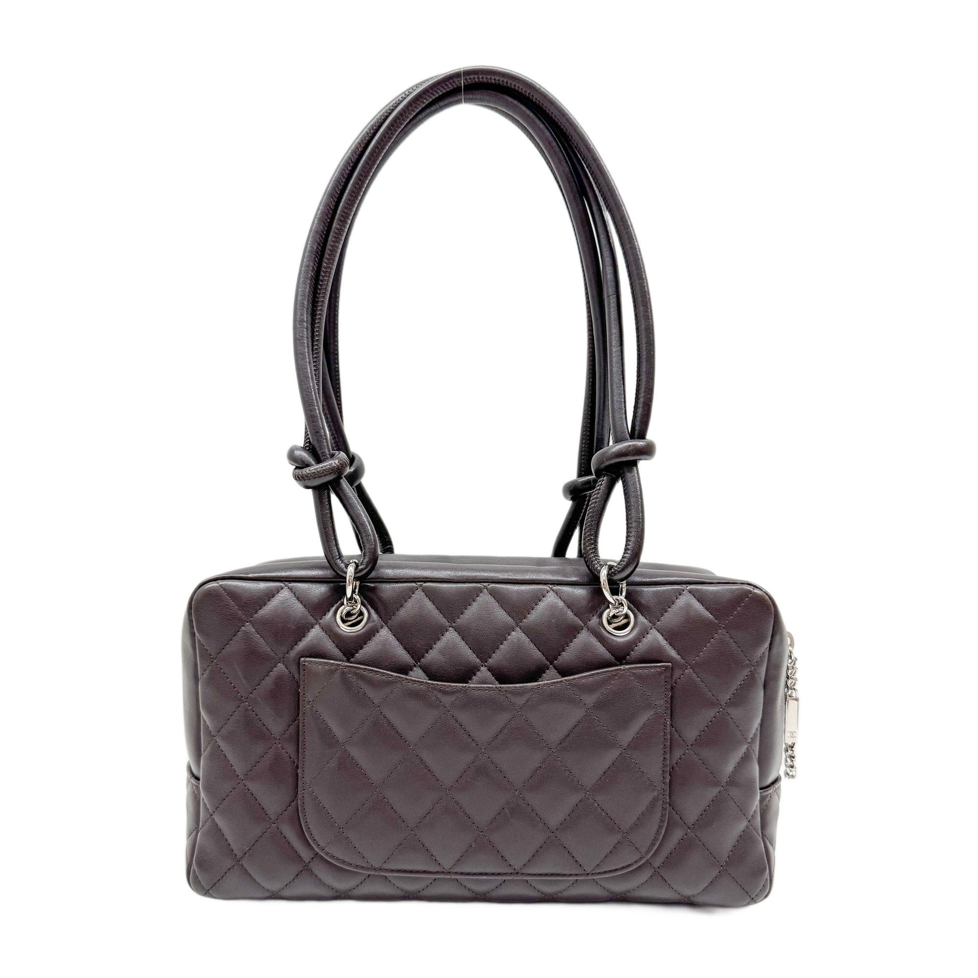 Cambon Brown Quilted Lambskin Shoulder Bag