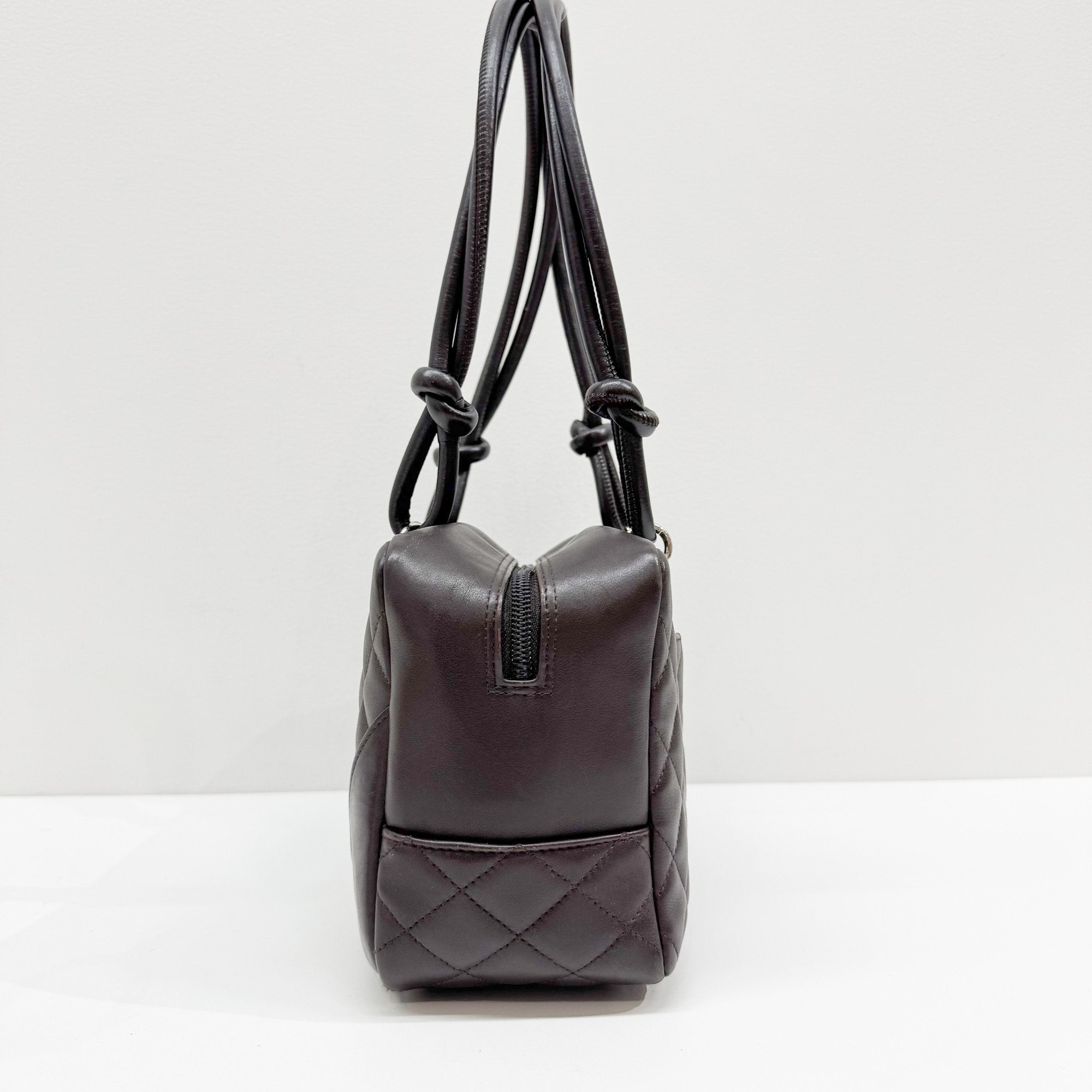 Cambon Brown Quilted Lambskin Shoulder Bag