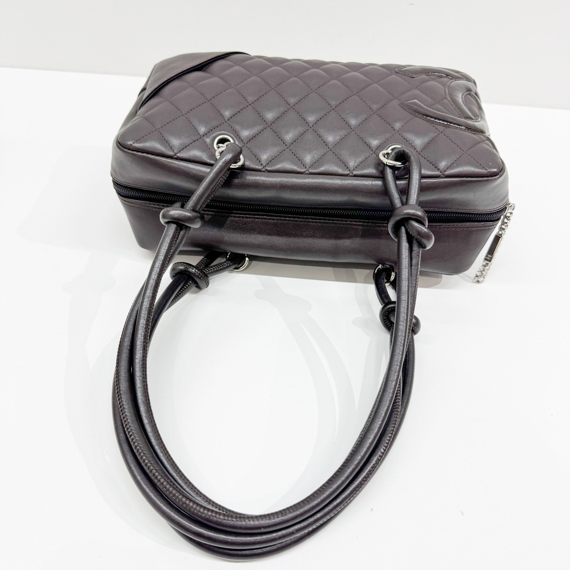 Cambon Brown Quilted Lambskin Shoulder Bag
