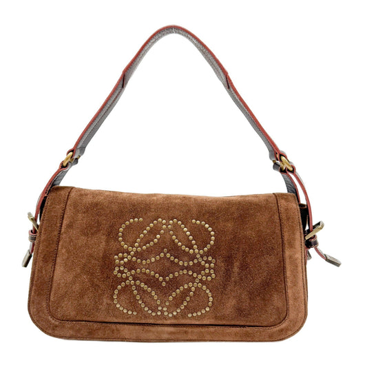 Anagram Brown Suede Shoulder Bag