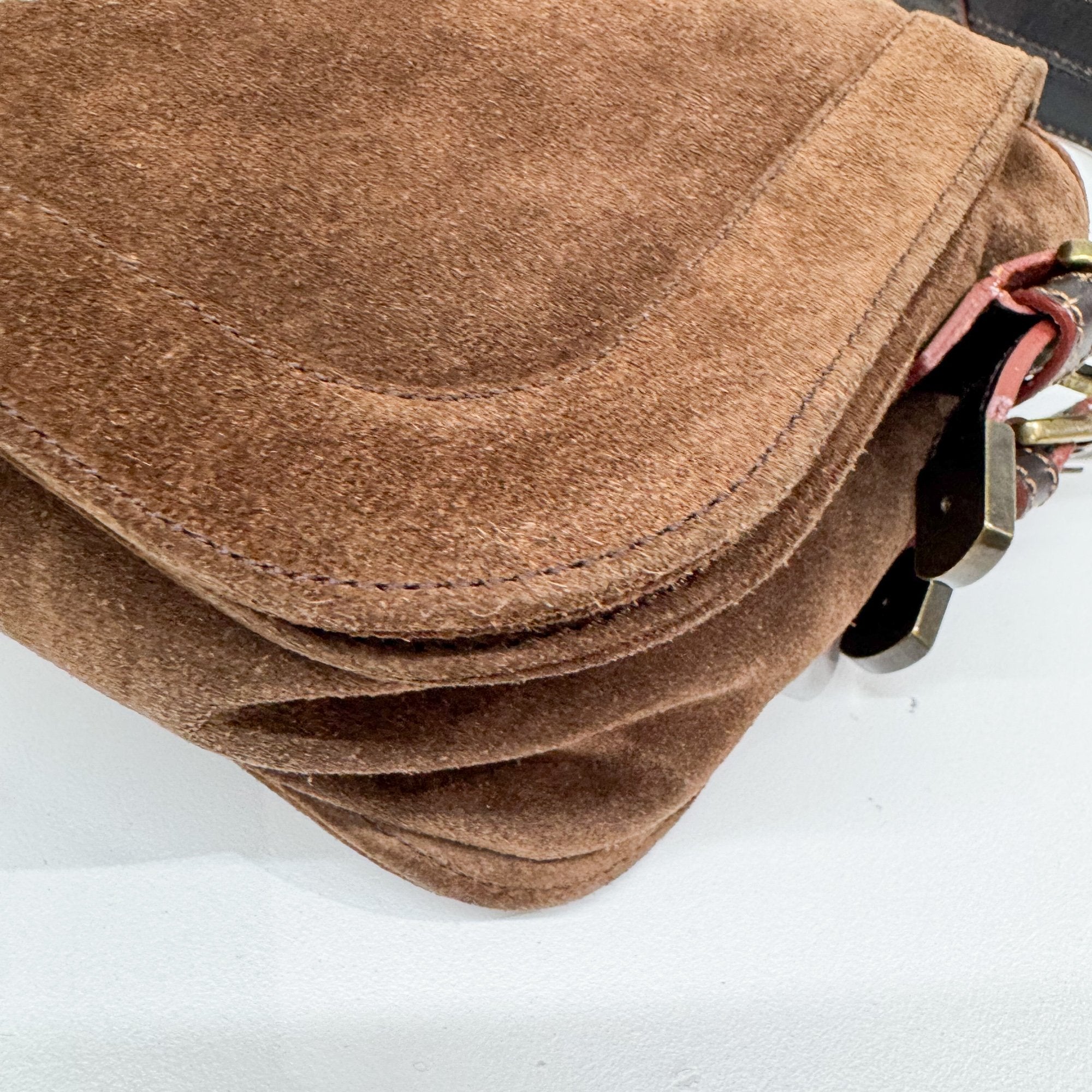 Anagram Brown Suede Shoulder Bag