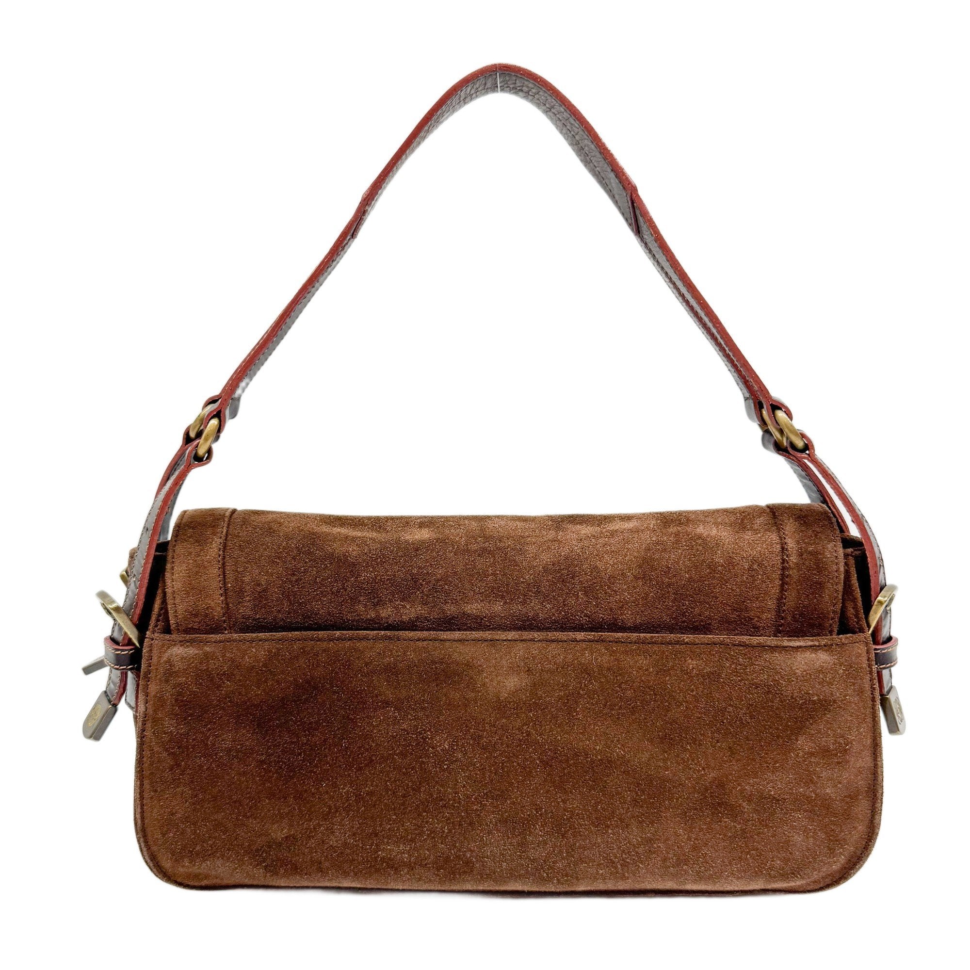 Anagram Brown Suede Shoulder Bag