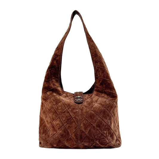 Brown Suede Hobo Bag