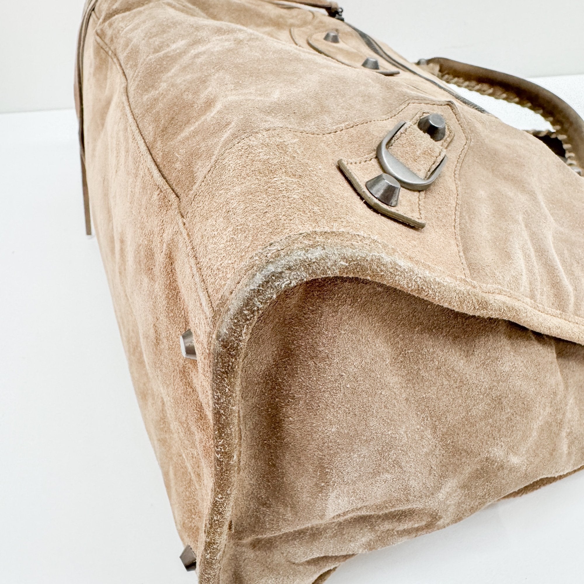 Weekender Grey Suede Shoulder Bag