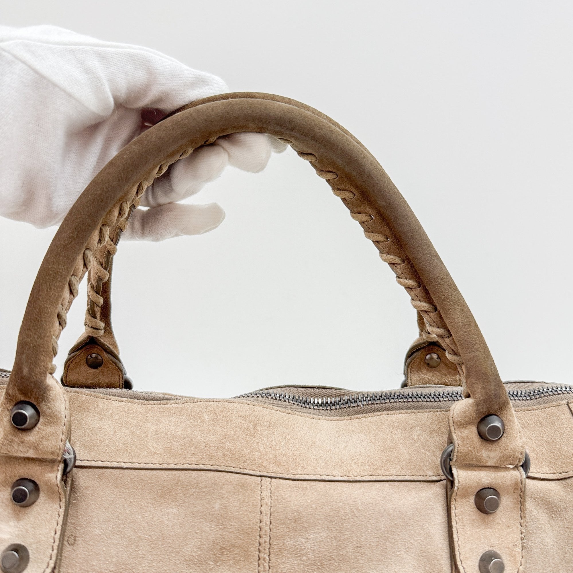 Weekender Grey Suede Shoulder Bag