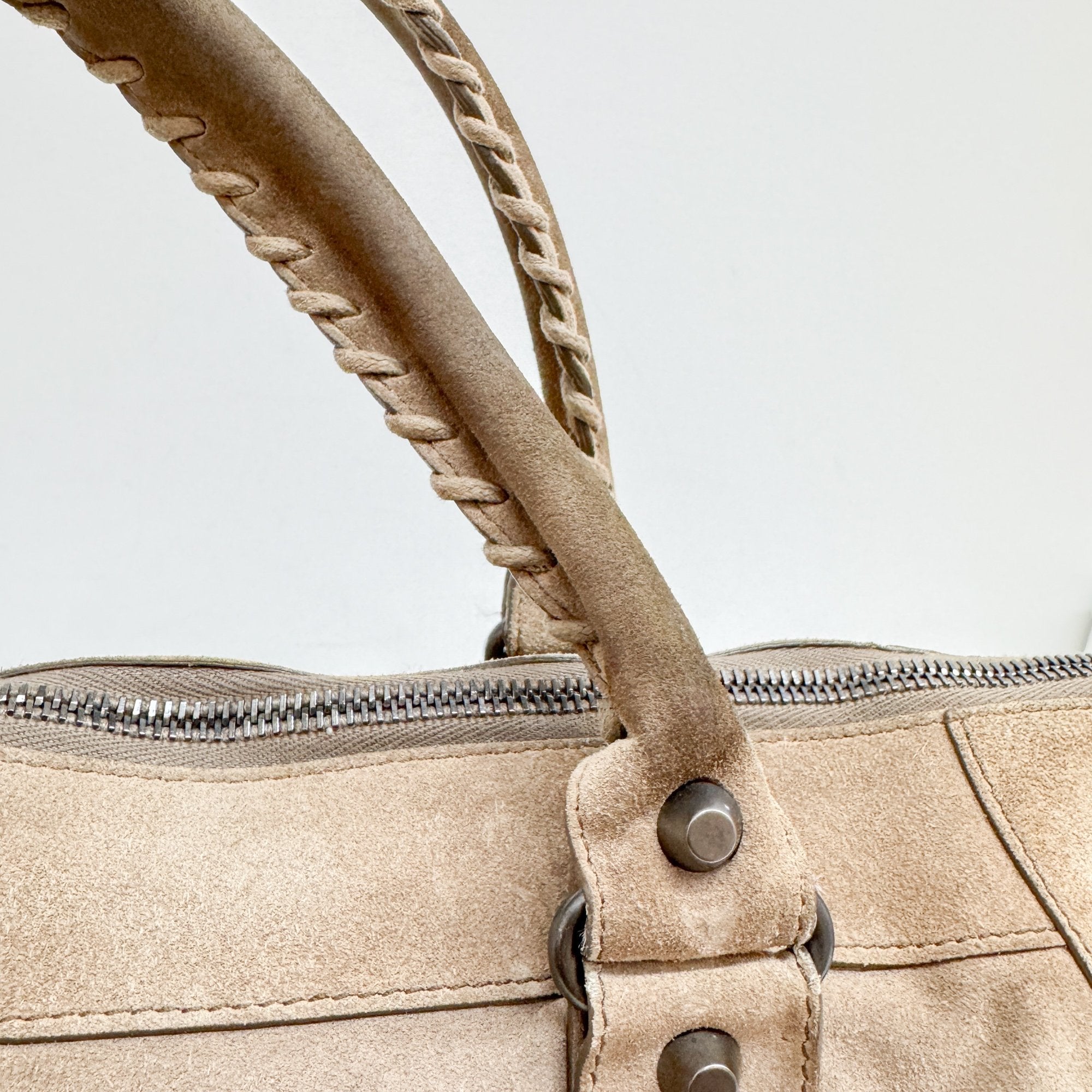 Weekender Grey Suede Shoulder Bag