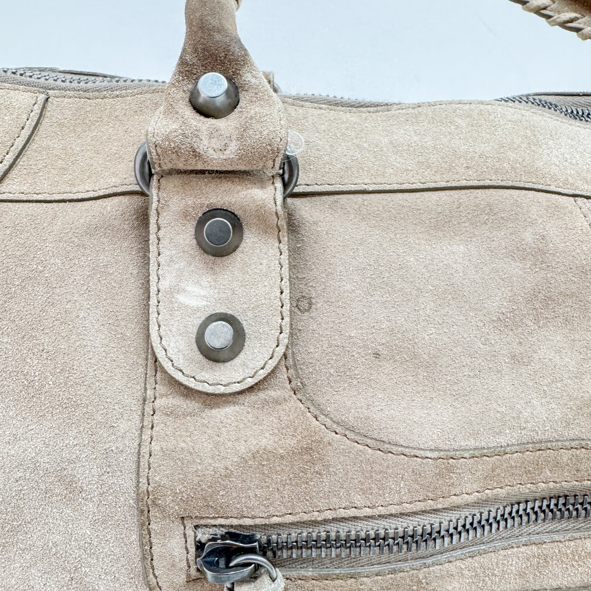 Weekender Grey Suede Shoulder Bag