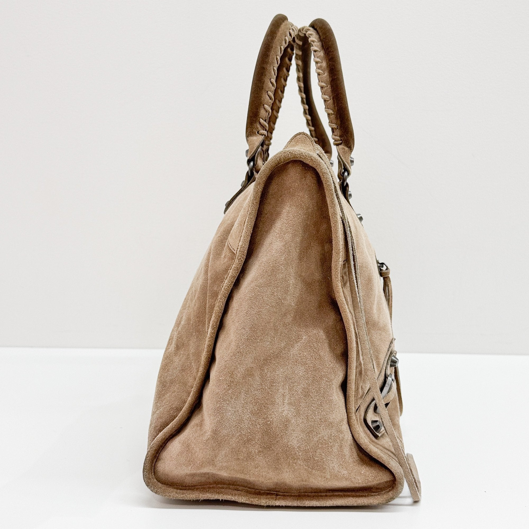 Weekender Grey Suede Shoulder Bag