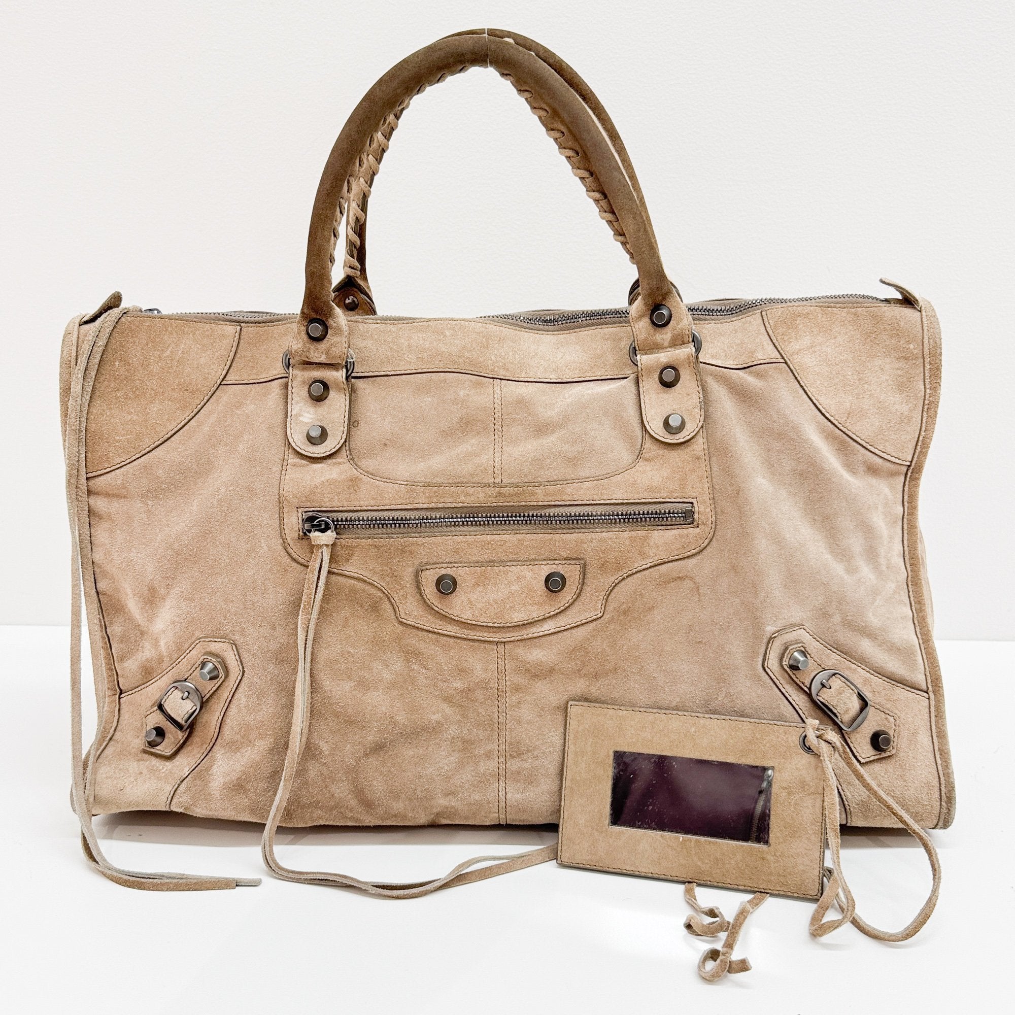 Weekender Grey Suede Shoulder Bag