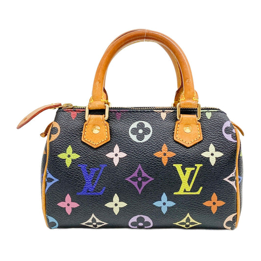 Mini Speedy Black Multi Color Canvas Handbag