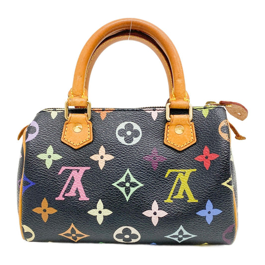 Mini Speedy Black Multi Color Canvas Handbag