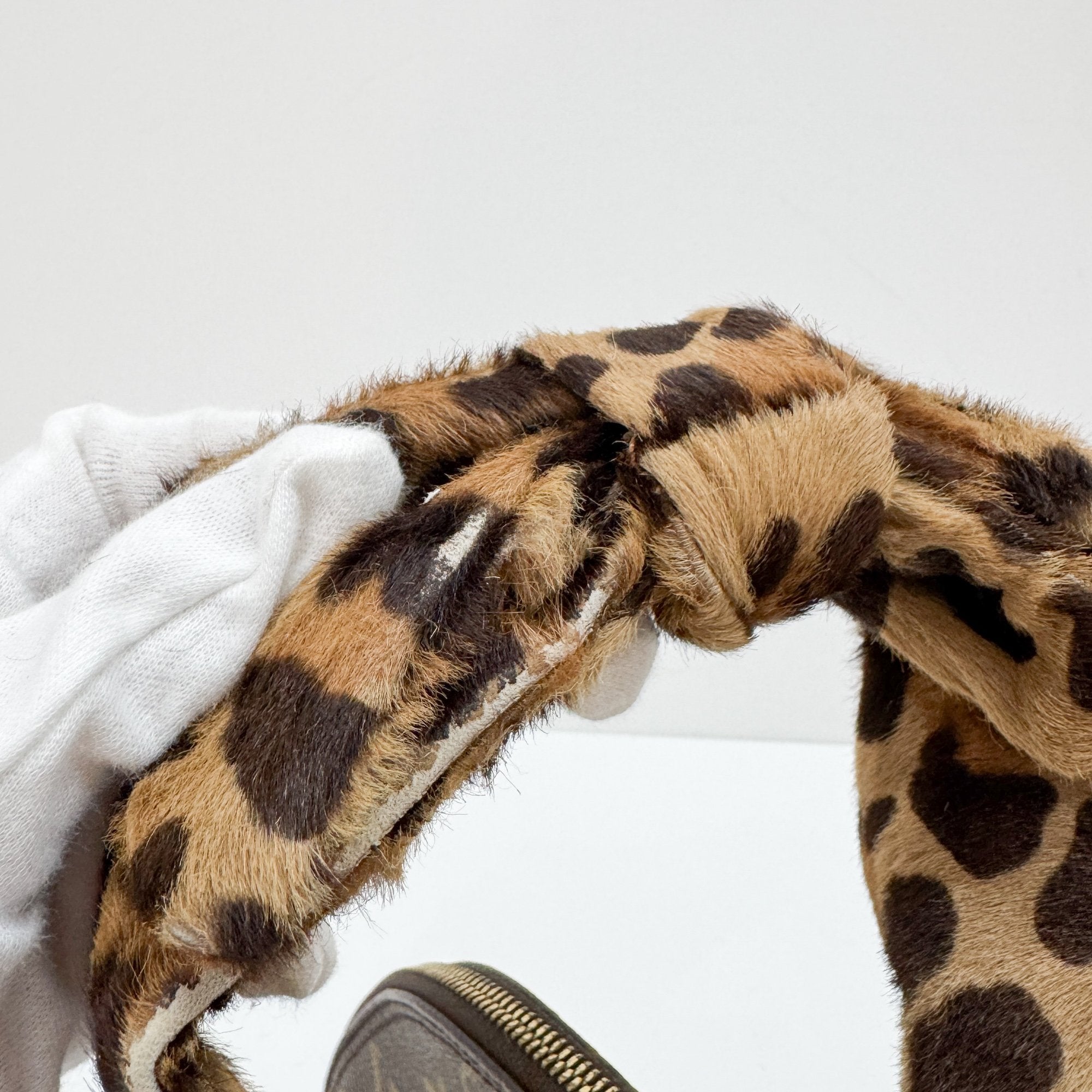 Alma Brown Leopard Print Pony Hair & Monogram Canvas Hand Bag