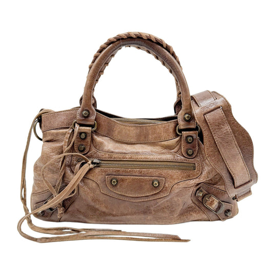 The First Brown Leather Two Way Bag
