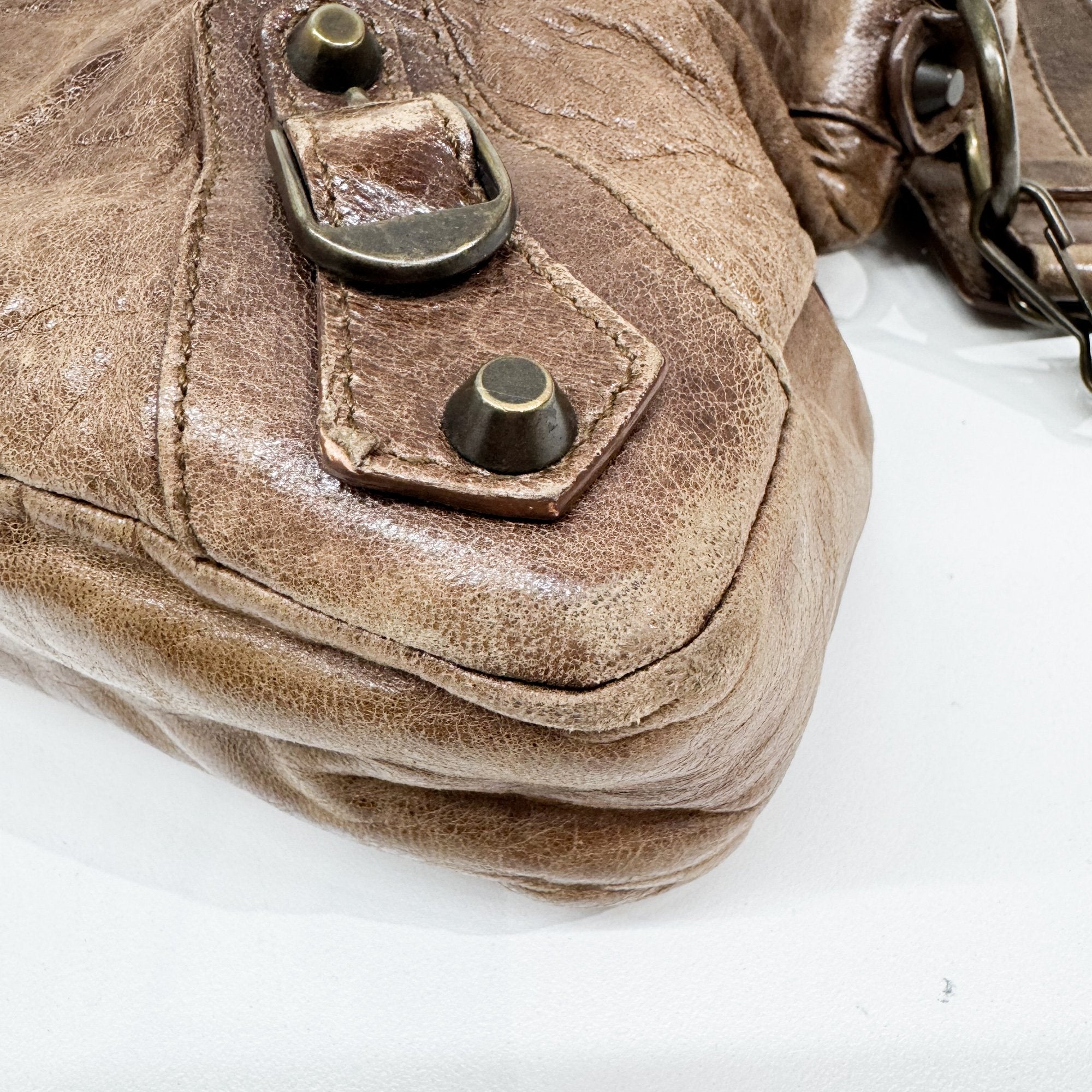 The First Brown Leather Two Way Bag