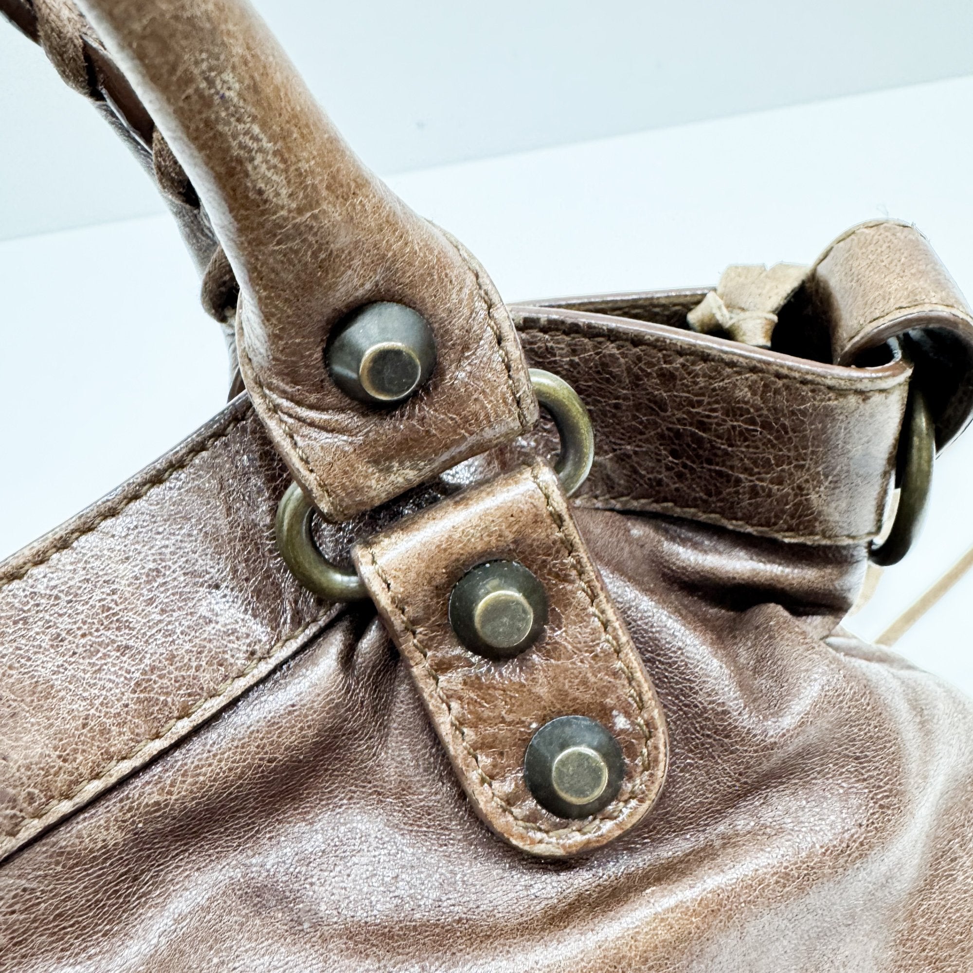 The First Brown Leather Two Way Bag