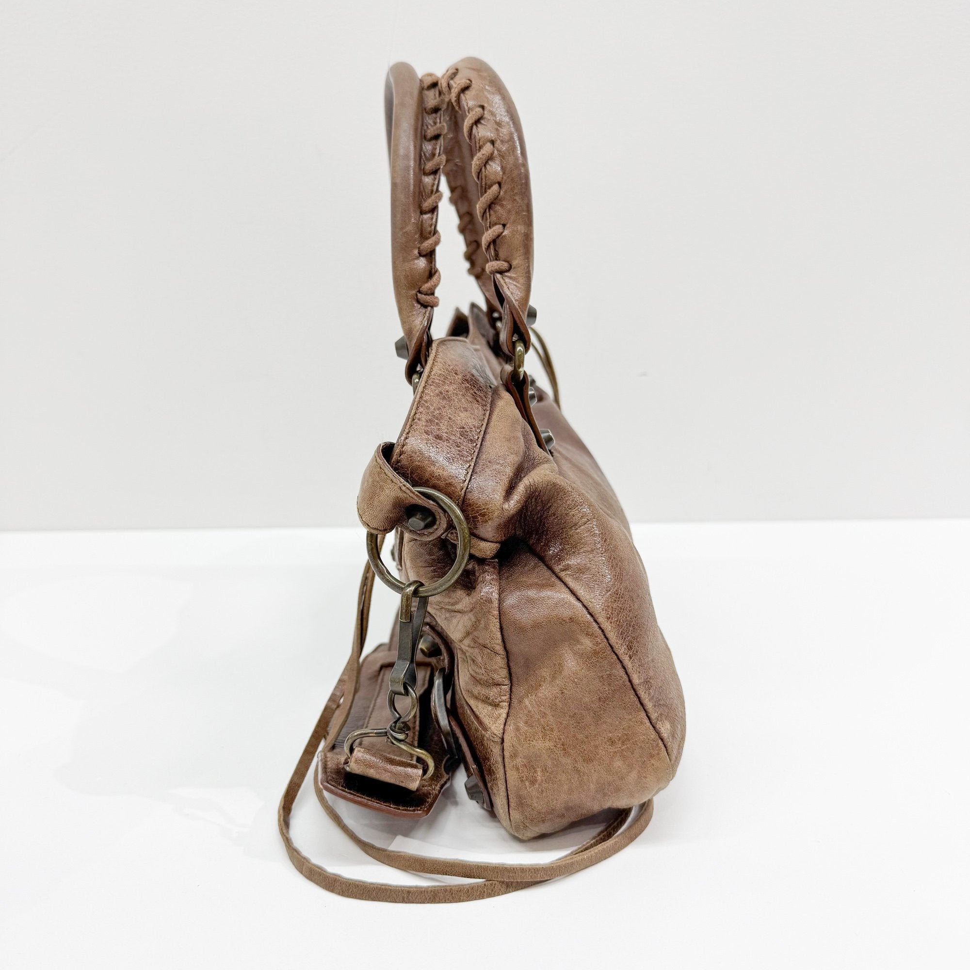 The First Brown Leather Two Way Bag