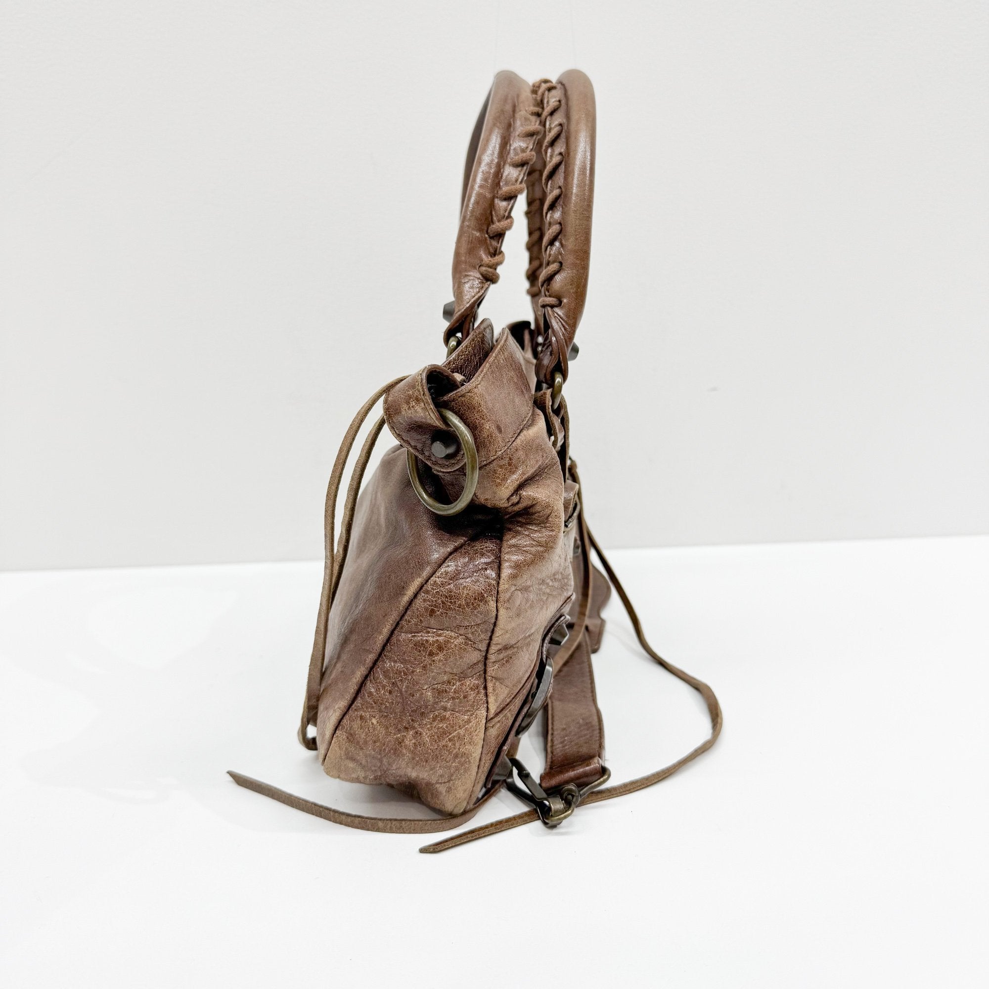 The First Brown Leather Two Way Bag