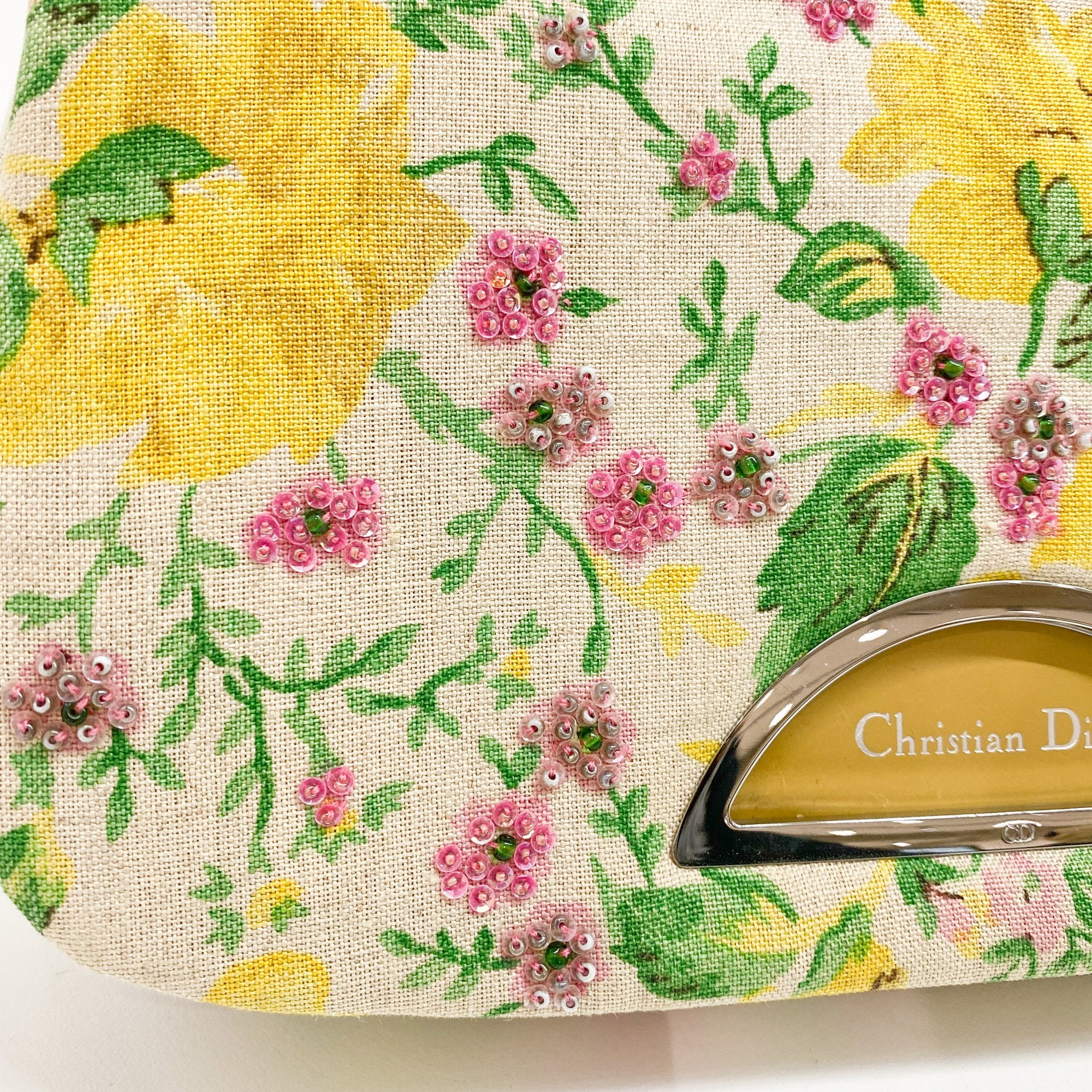 Malice Pearl Emboidery Multi-Color Floral Canvas Shoulder Bag