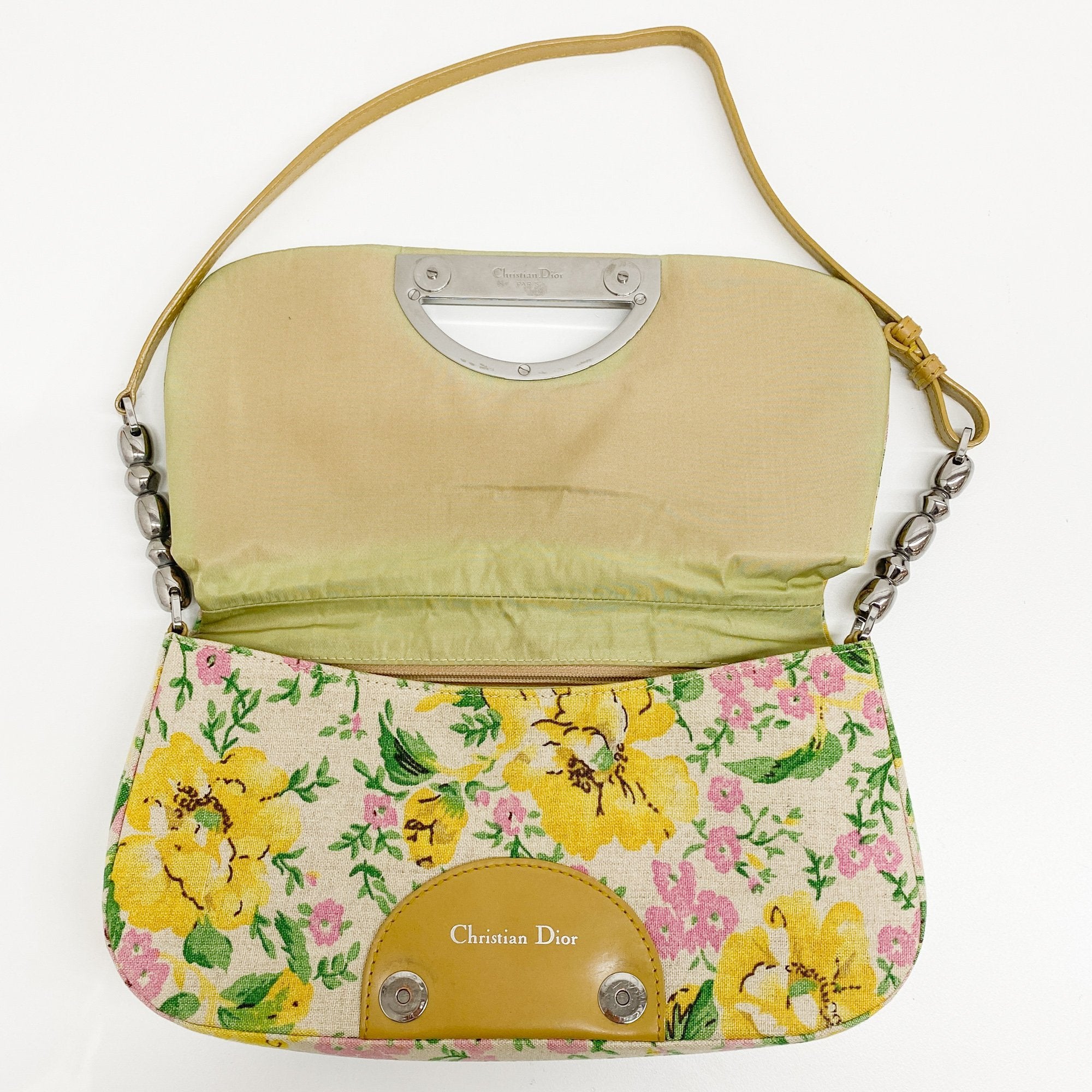 Malice Pearl Emboidery Multi-Color Floral Canvas Shoulder Bag