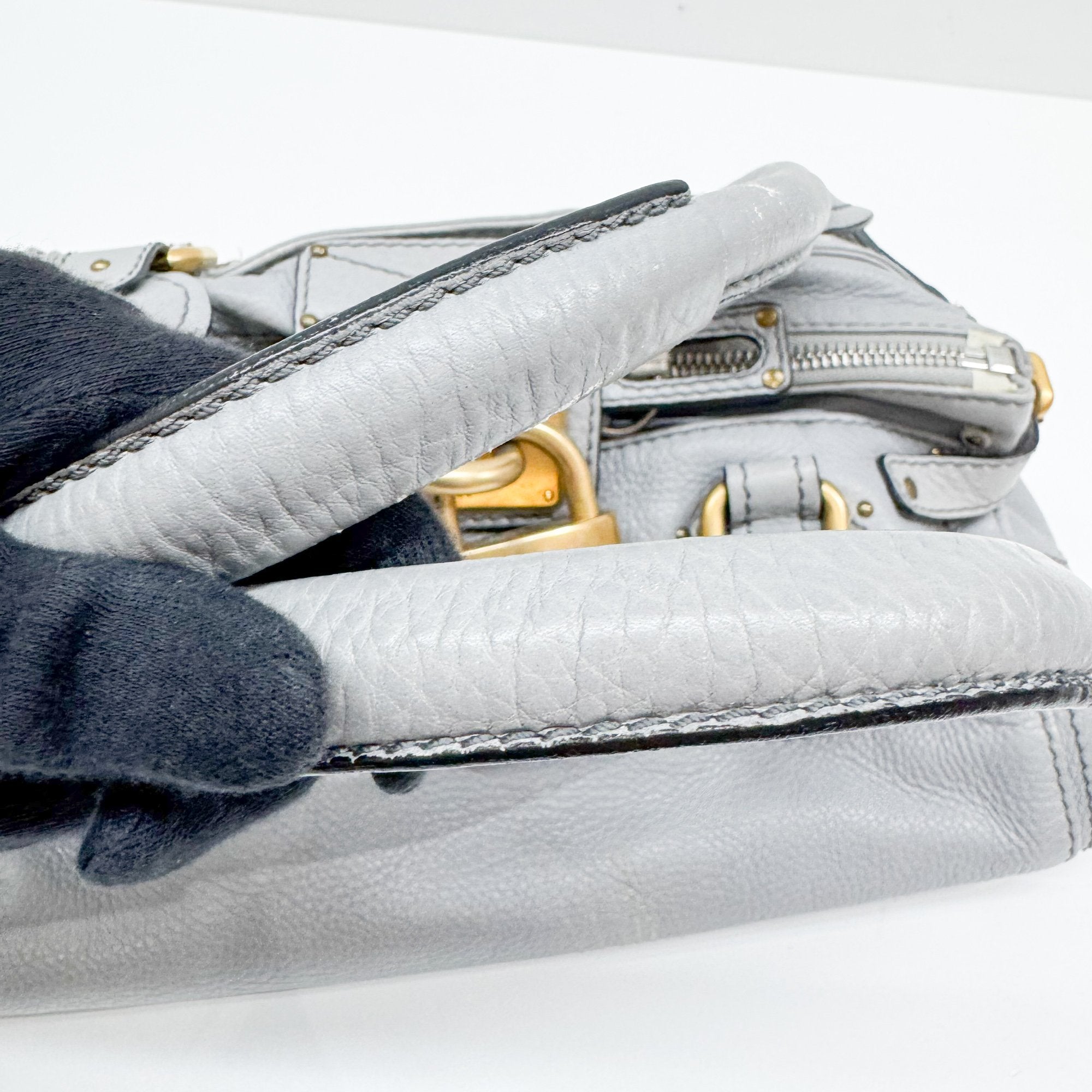Paddington Grey Leather Shoulder Bag