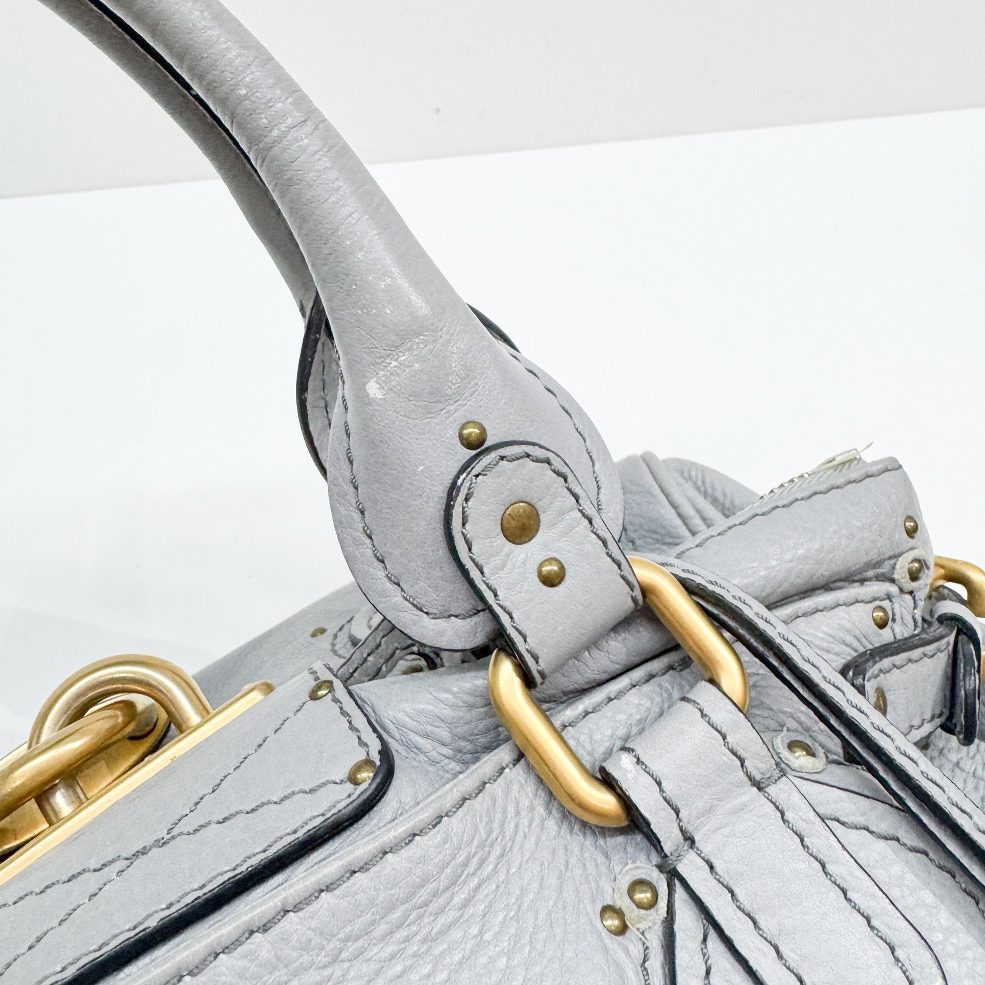 Paddington Grey Leather Shoulder Bag