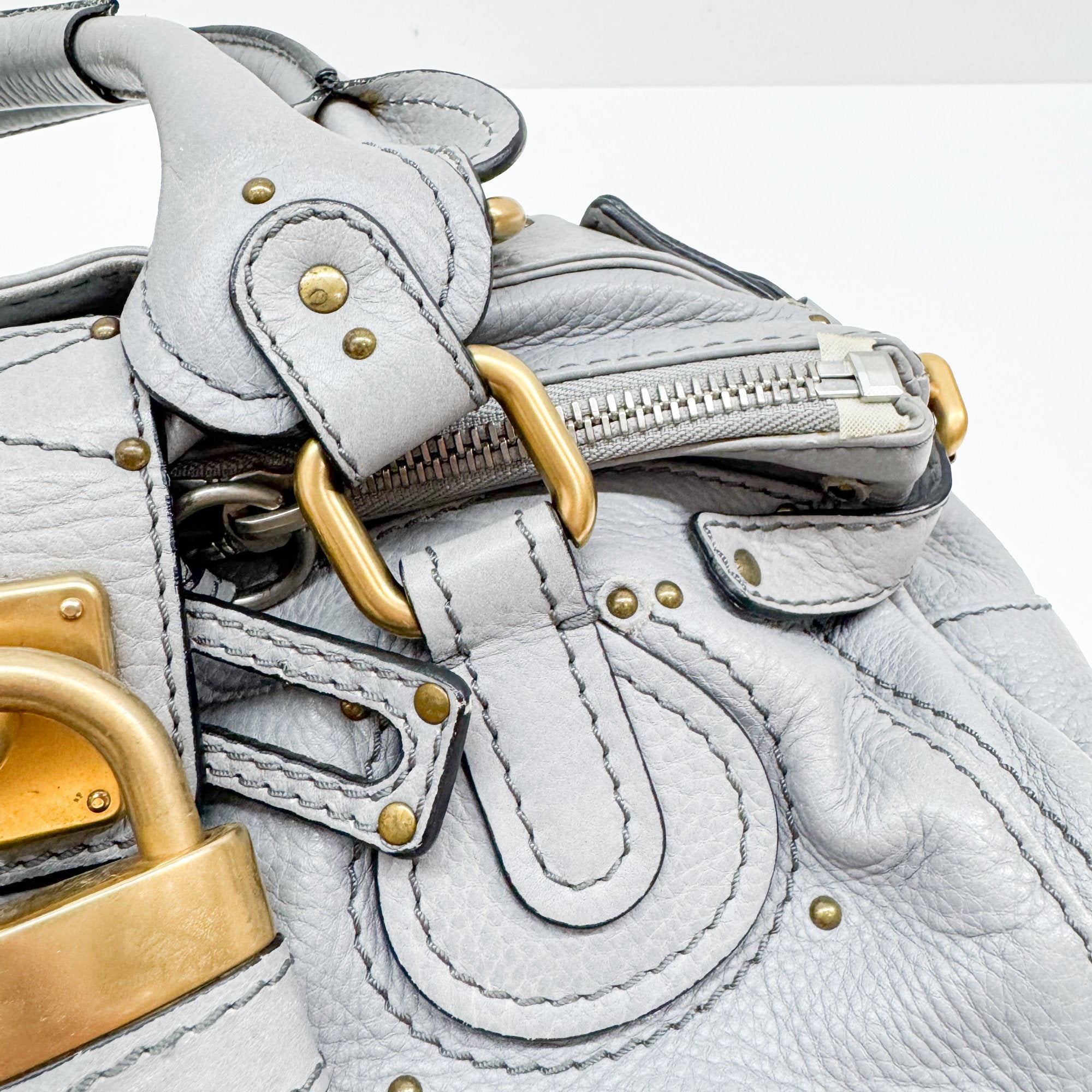 Paddington Grey Leather Shoulder Bag