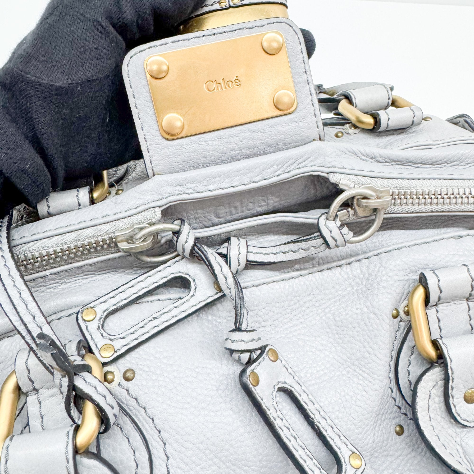 Paddington Grey Leather Shoulder Bag