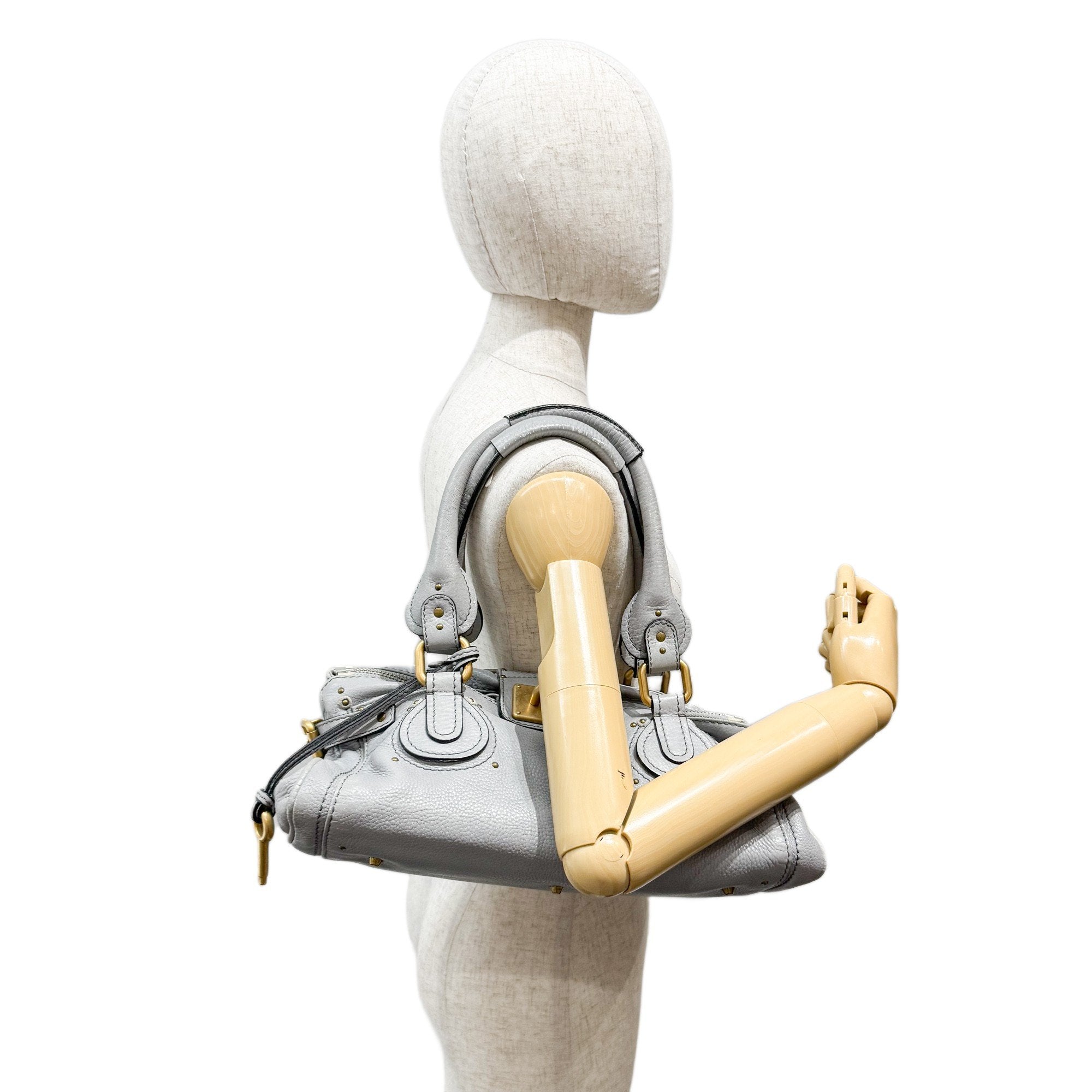 Paddington Grey Leather Shoulder Bag