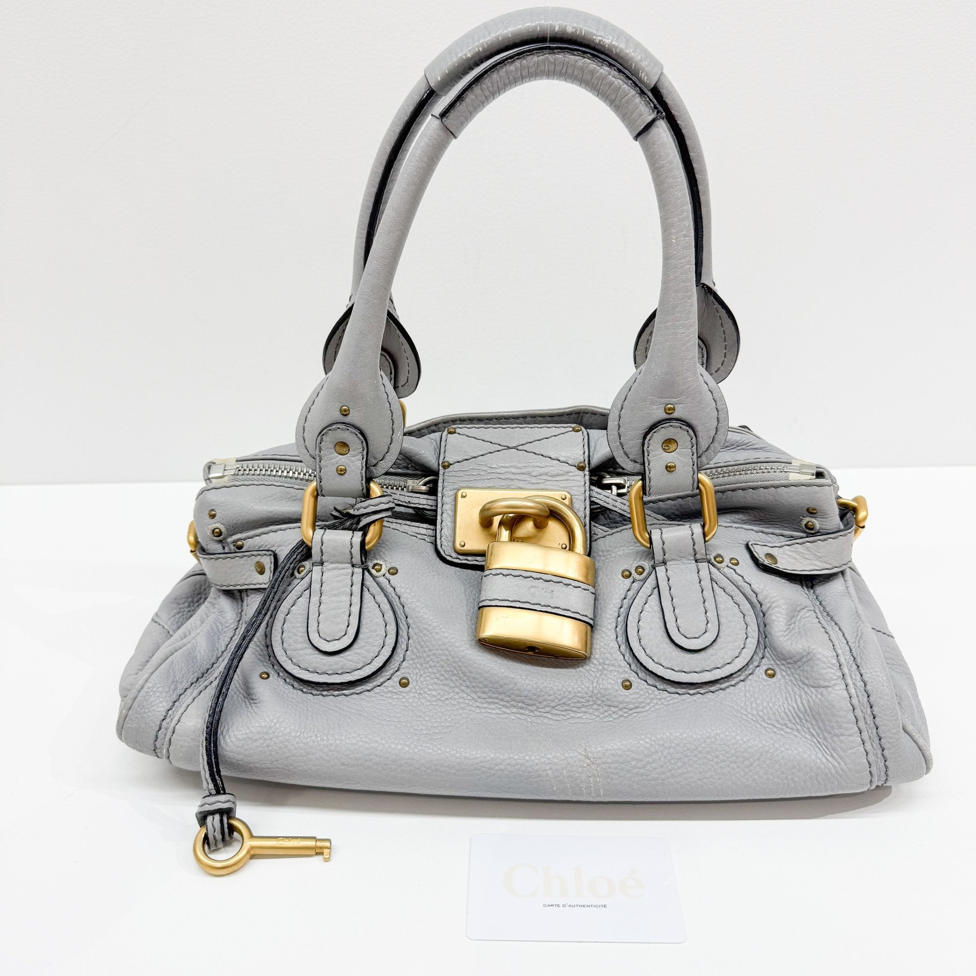 Paddington Grey Leather Shoulder Bag