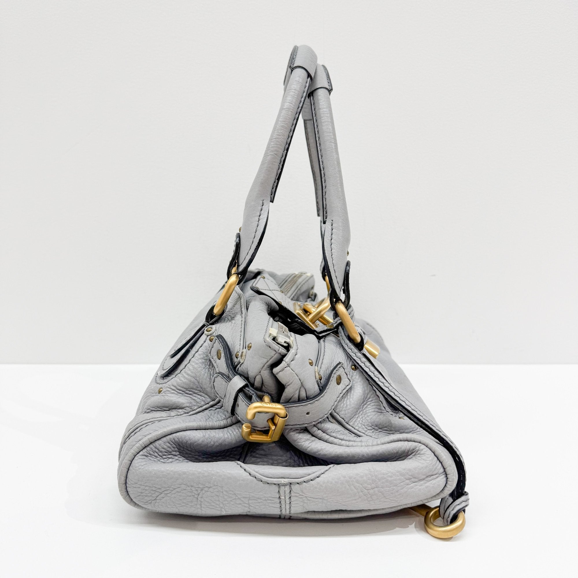 Paddington Grey Leather Shoulder Bag