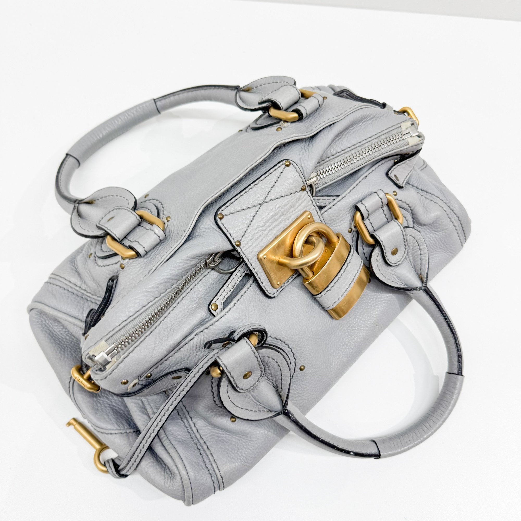 Paddington Grey Leather Shoulder Bag