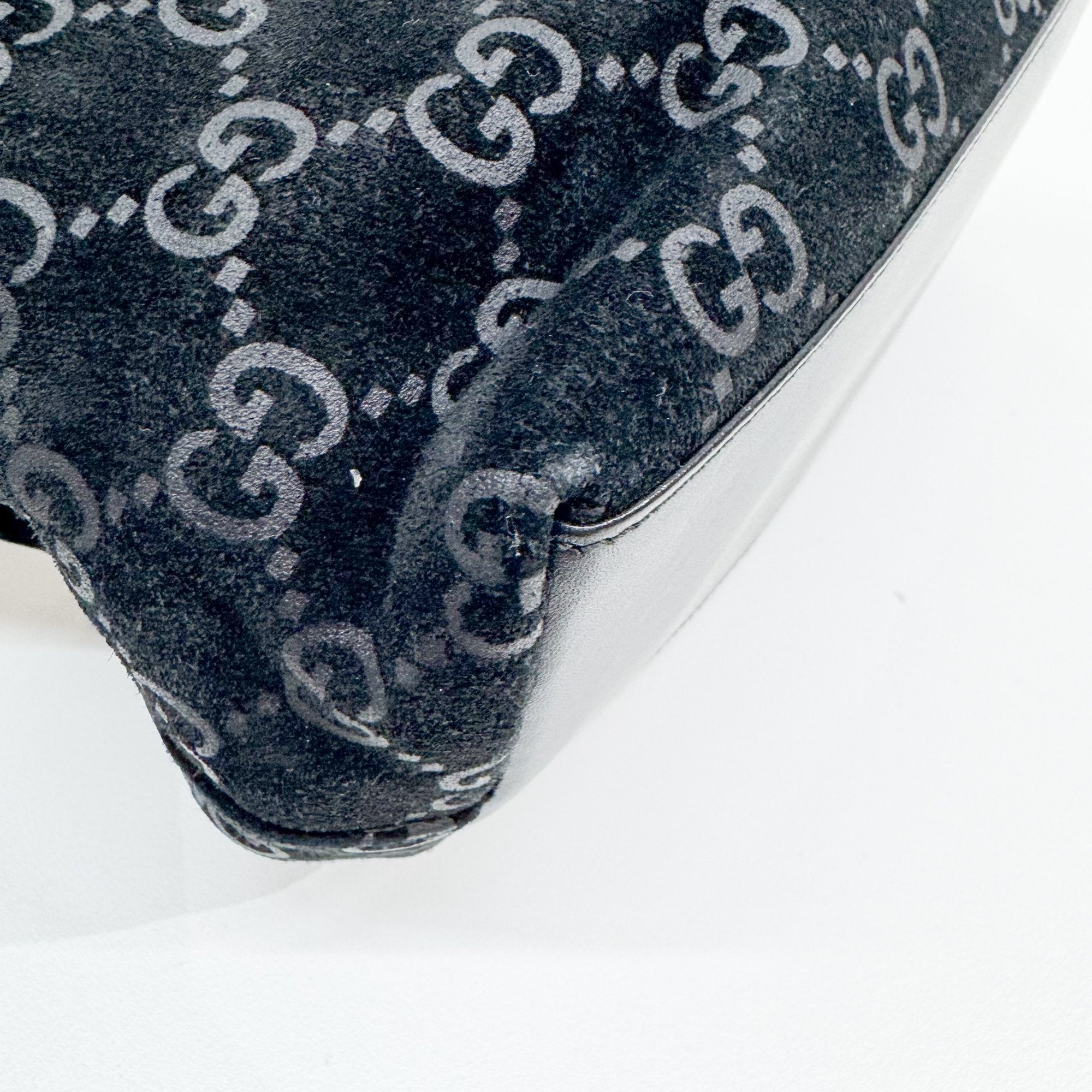 GG Black Canvas Suede Shoulder Bag