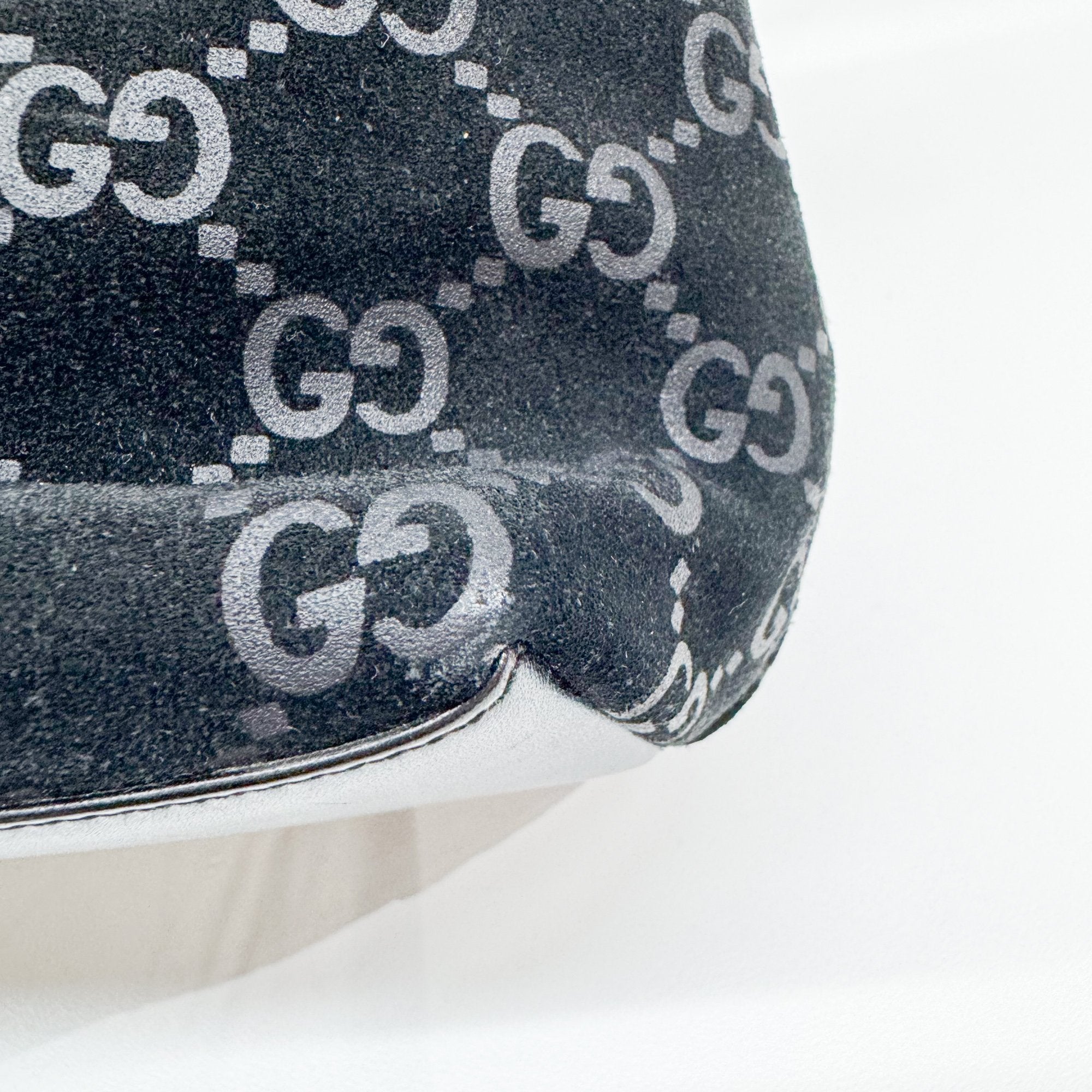 GG Black Canvas Suede Shoulder Bag