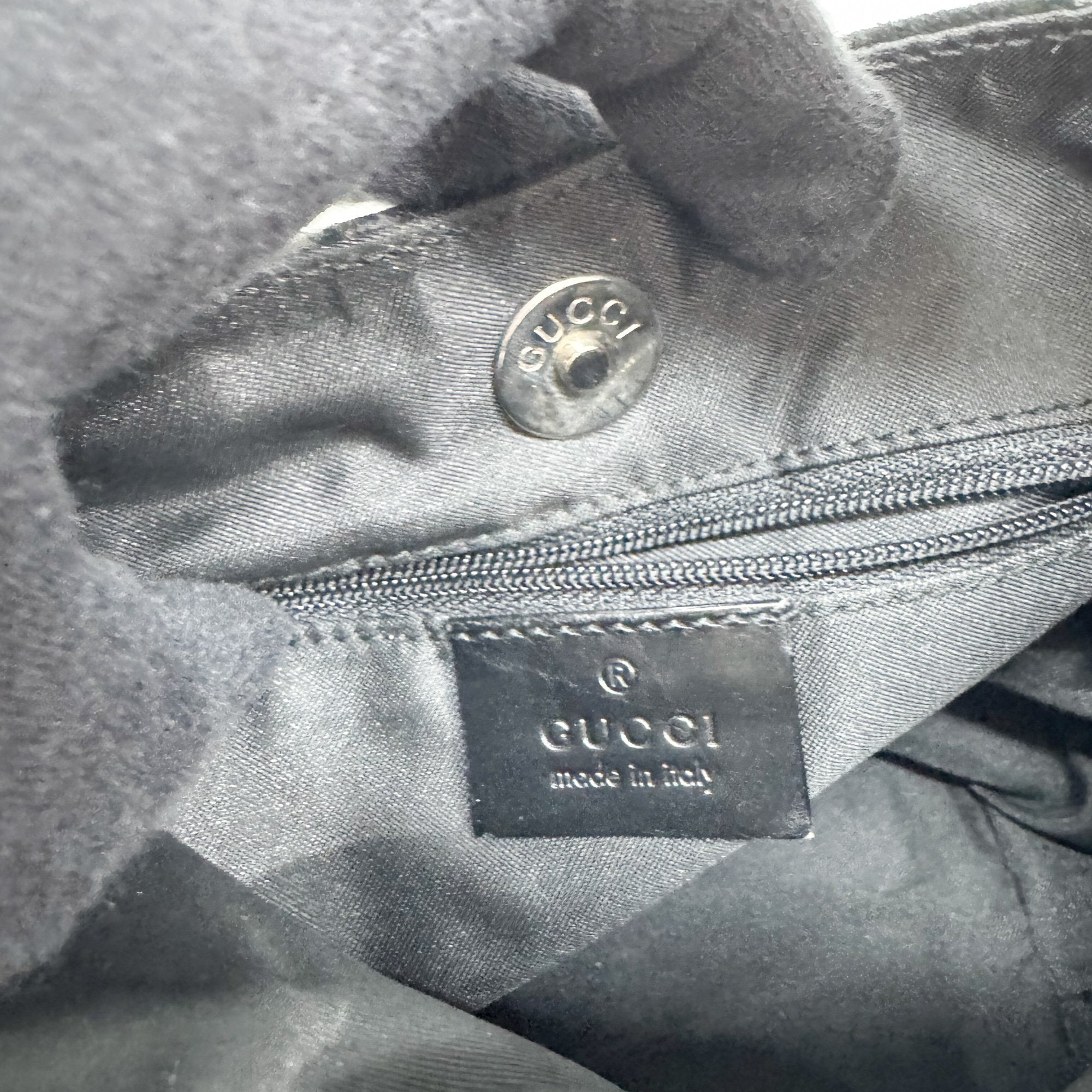 GG Black Canvas Suede Shoulder Bag