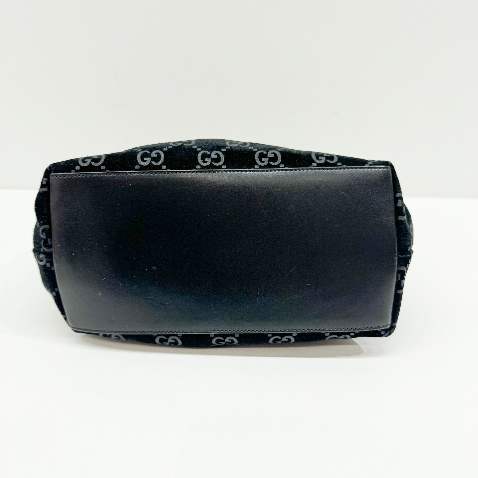 GG Black Canvas Suede Shoulder Bag