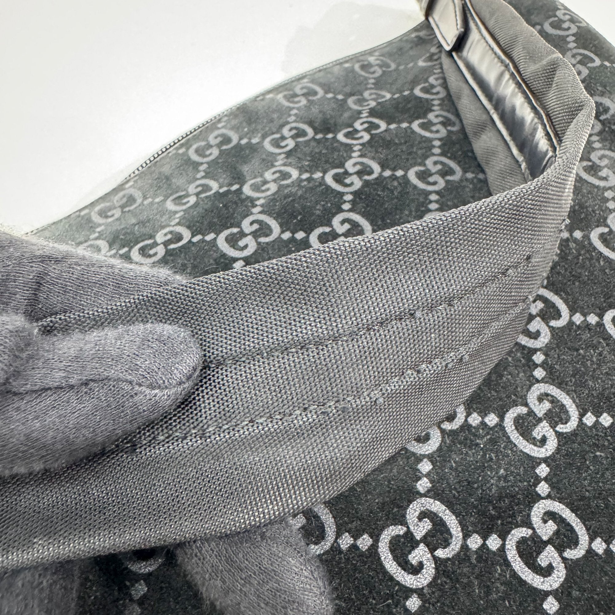 GG Black Canvas Suede Shoulder Bag