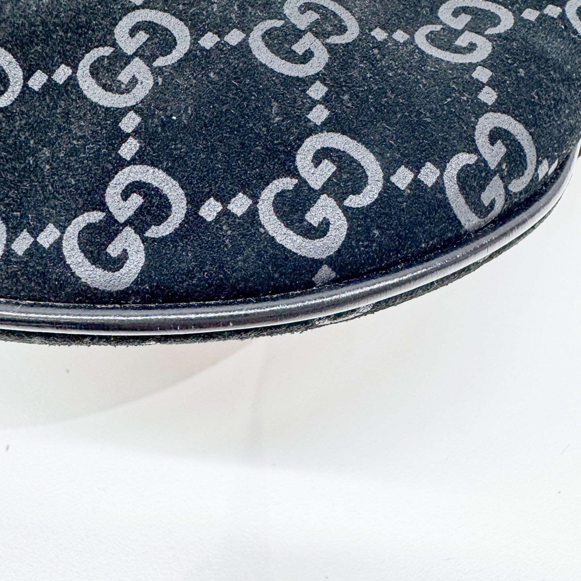 GG Black Canvas Suede Shoulder Bag