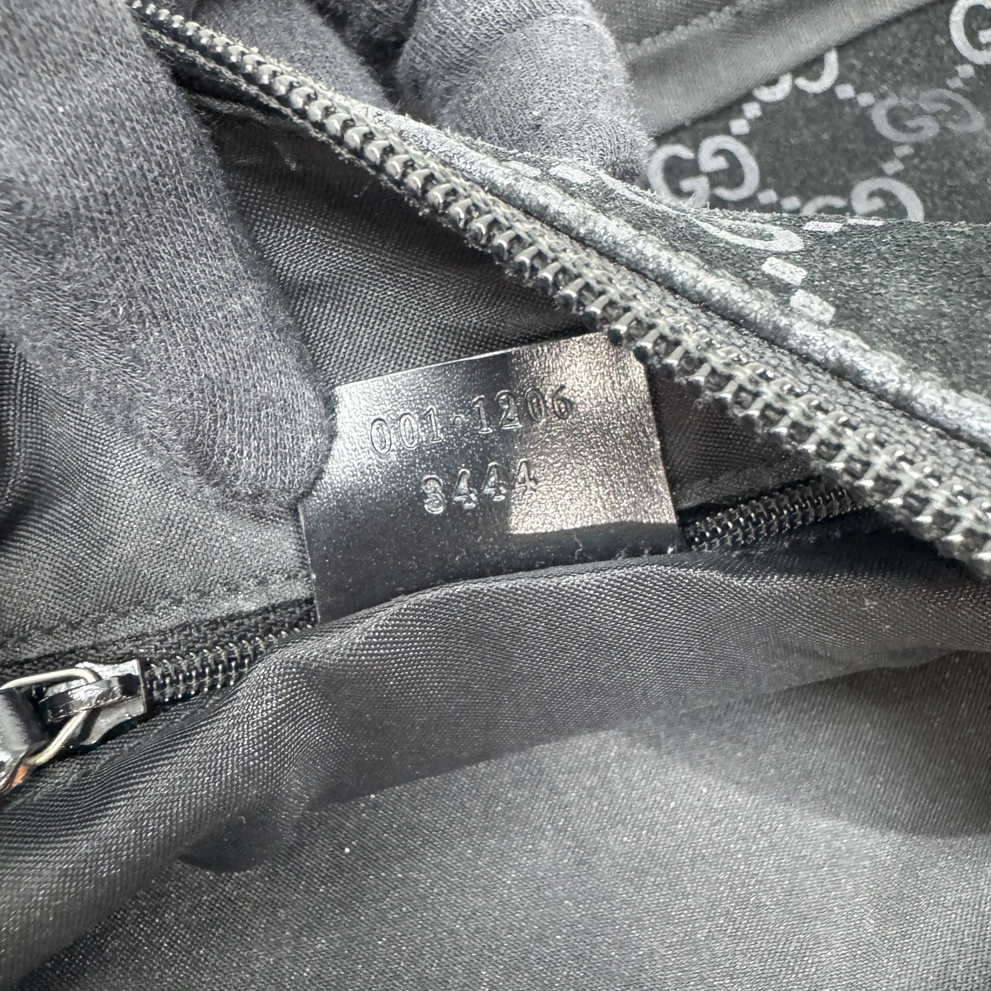 GG Black Canvas Suede Shoulder Bag