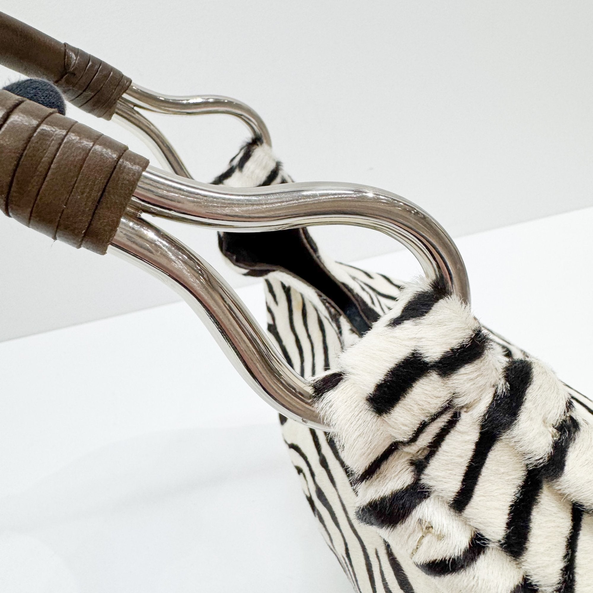 Zebra Print Pony Hair Shoulder Bag