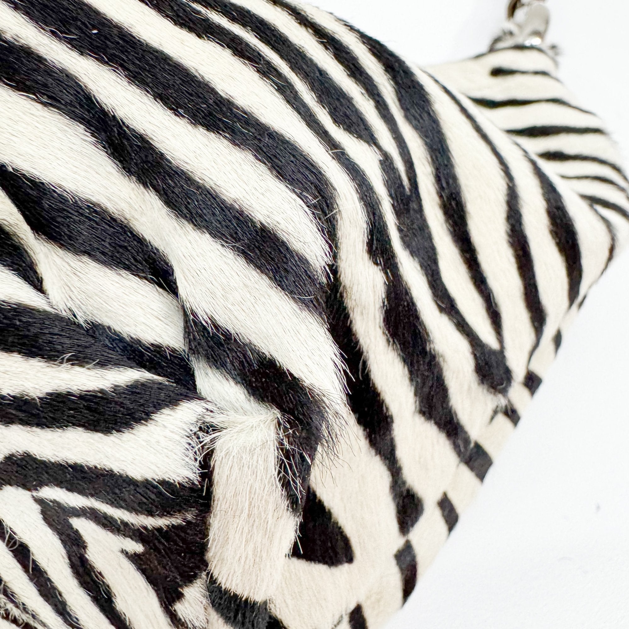 Zebra Print Pony Hair Shoulder Bag