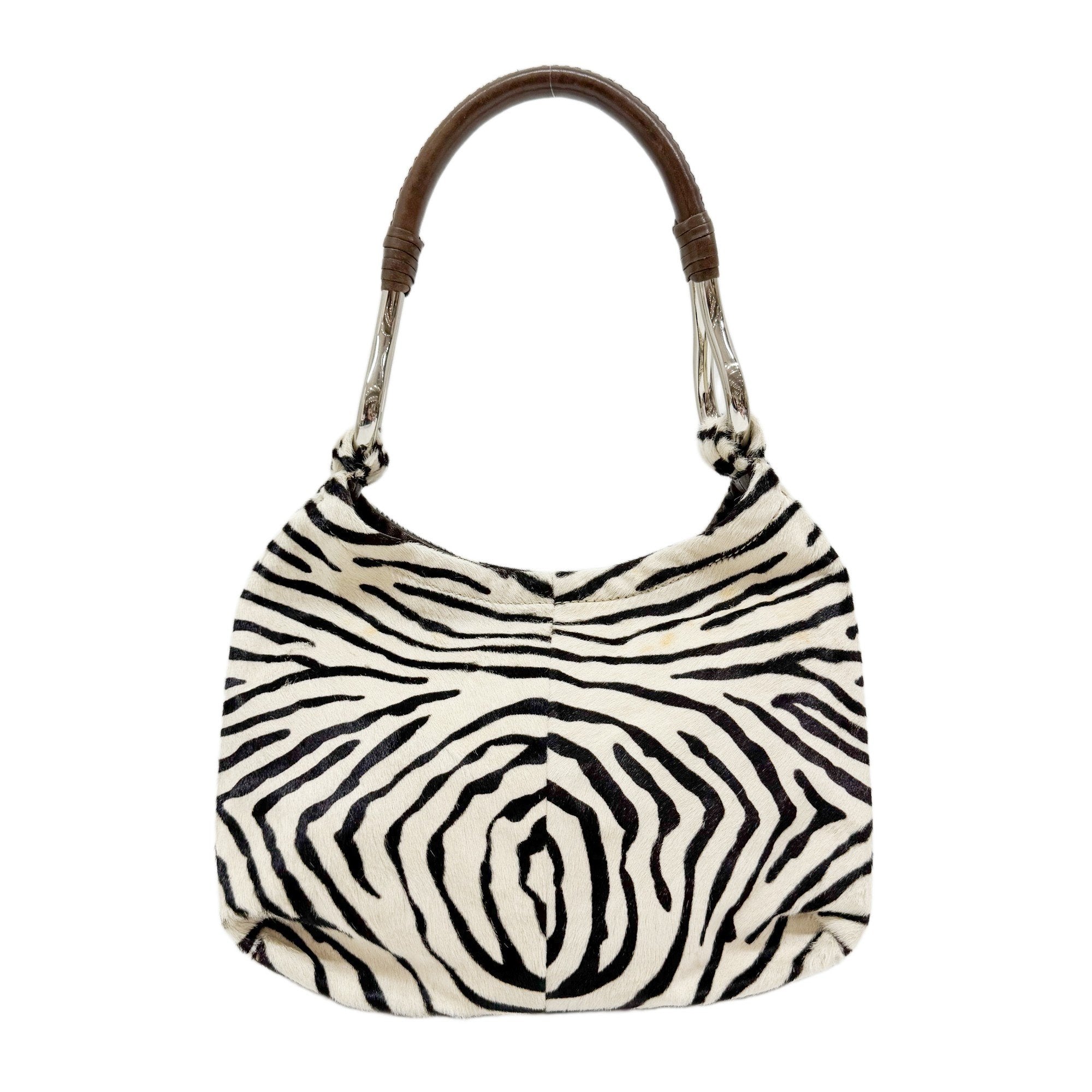 Zebra Print Pony Hair Shoulder Bag