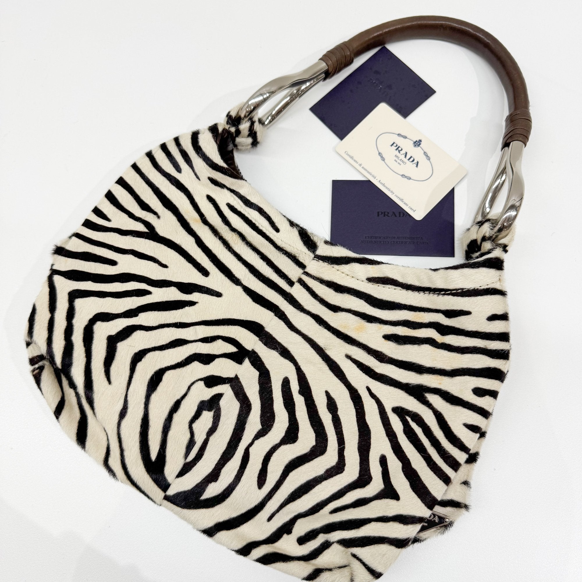 Zebra Print Pony Hair Shoulder Bag