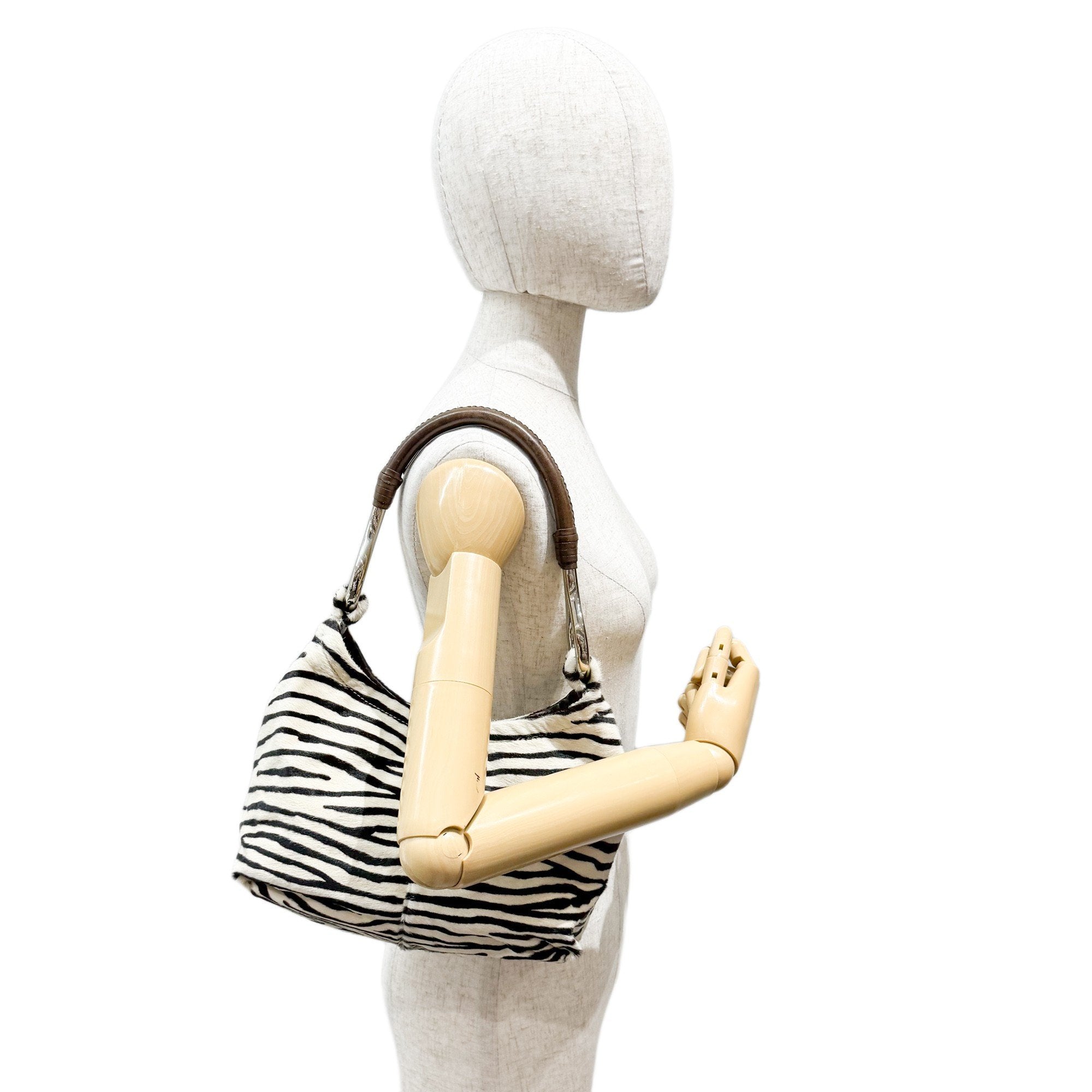 Zebra Print Pony Hair Shoulder Bag