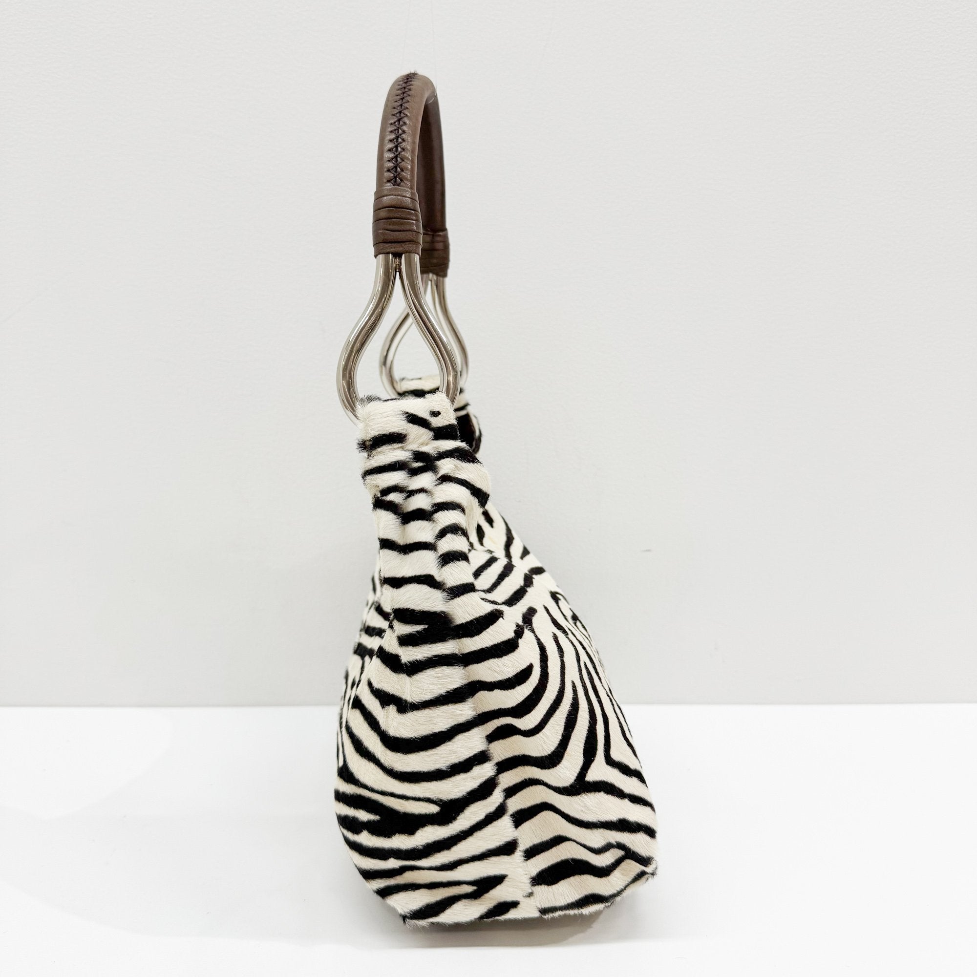 Zebra Print Pony Hair Shoulder Bag